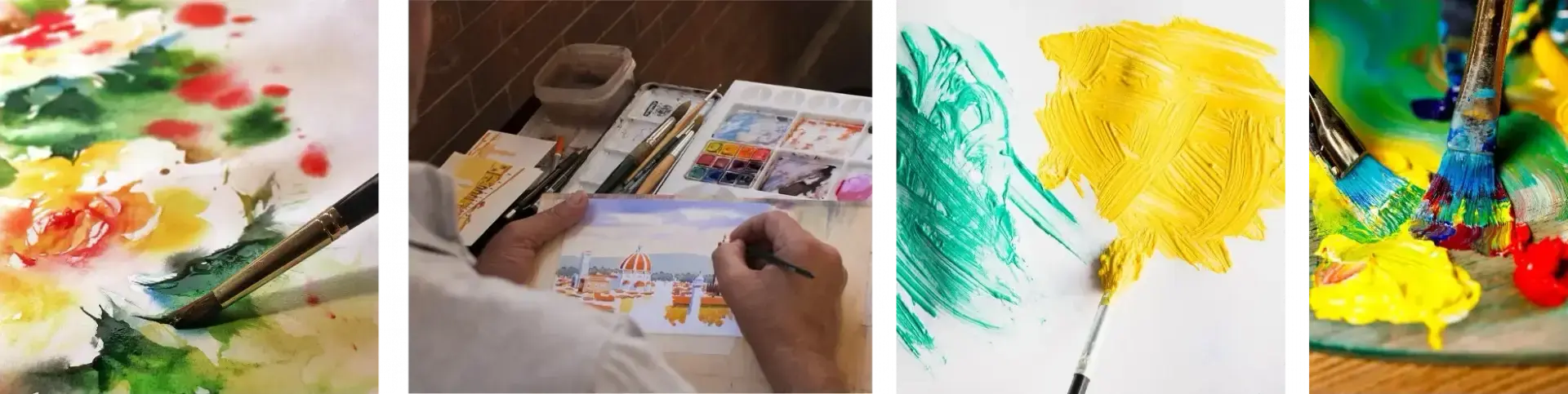 example of the difference in process between watercolor and acrylic