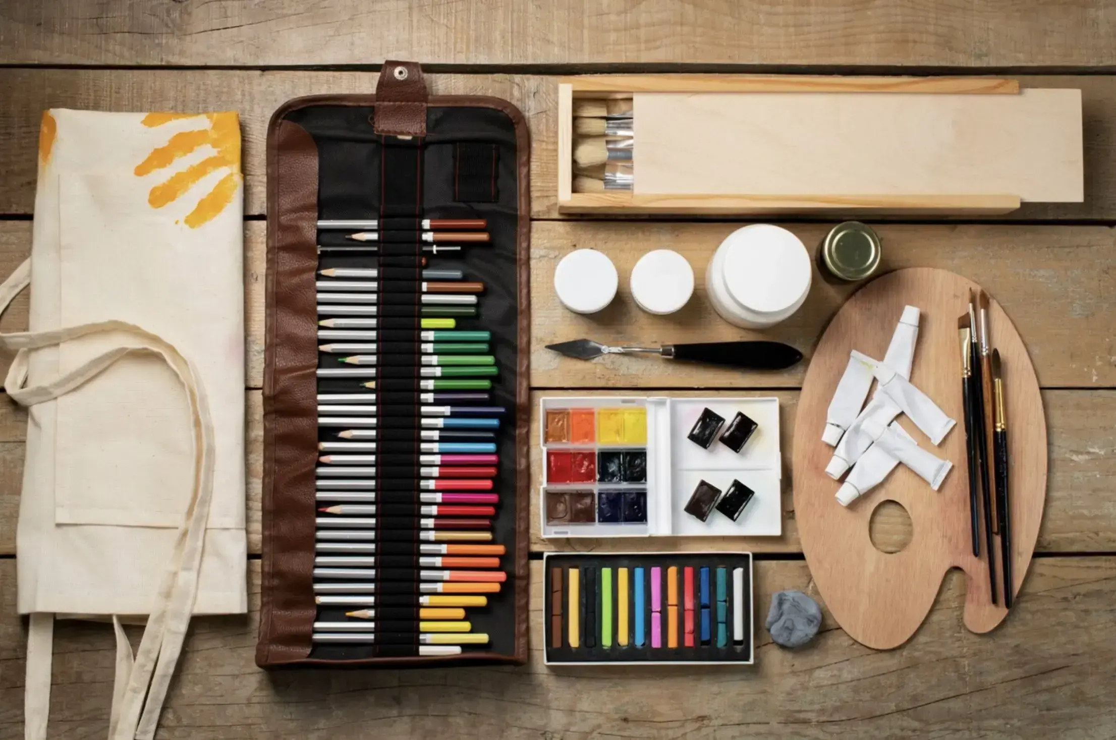image of the materials needed to draw abstract art