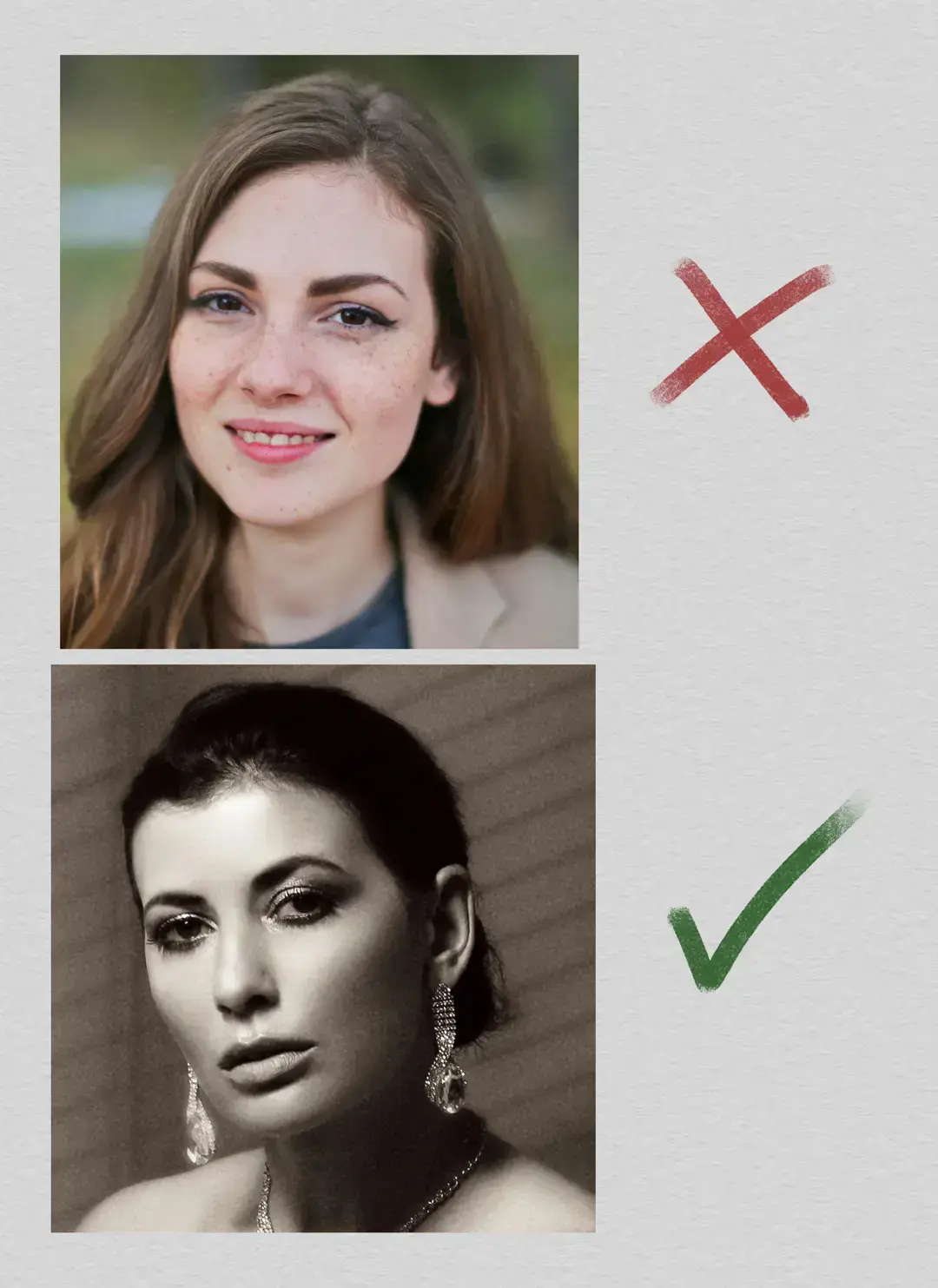 example of how to choose a model before drawing a caricature from a photo