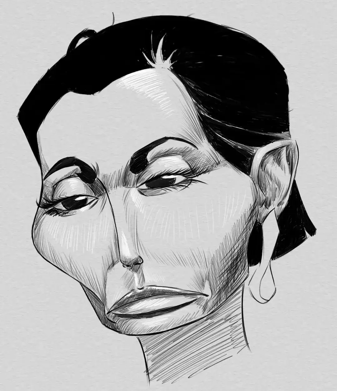 drawing of a caricature from a photo