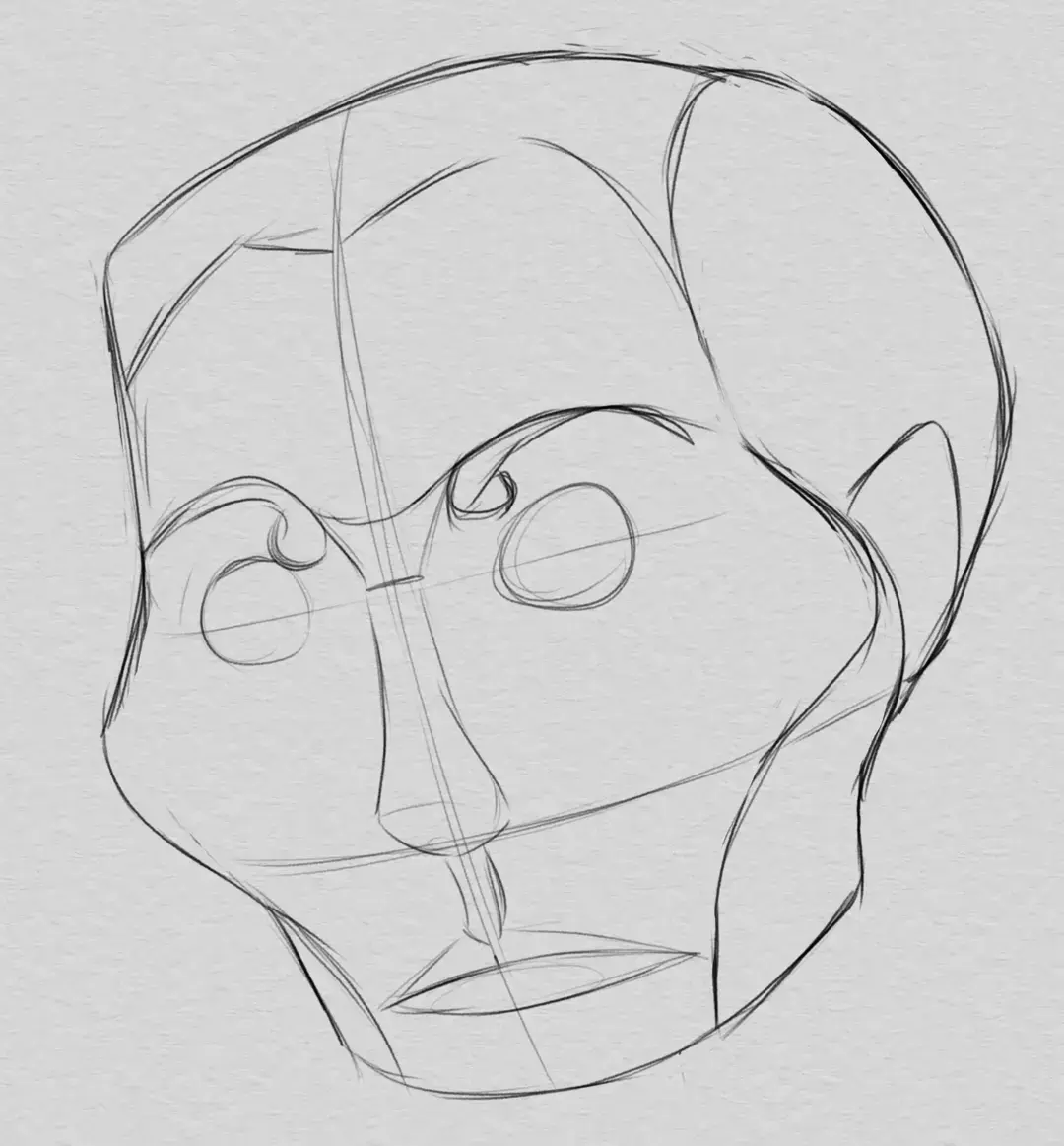 drawing of the face of a caricature from a photo
