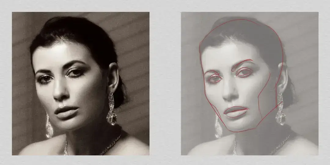 example of how to analyze the expression to draw a caricature from a photo