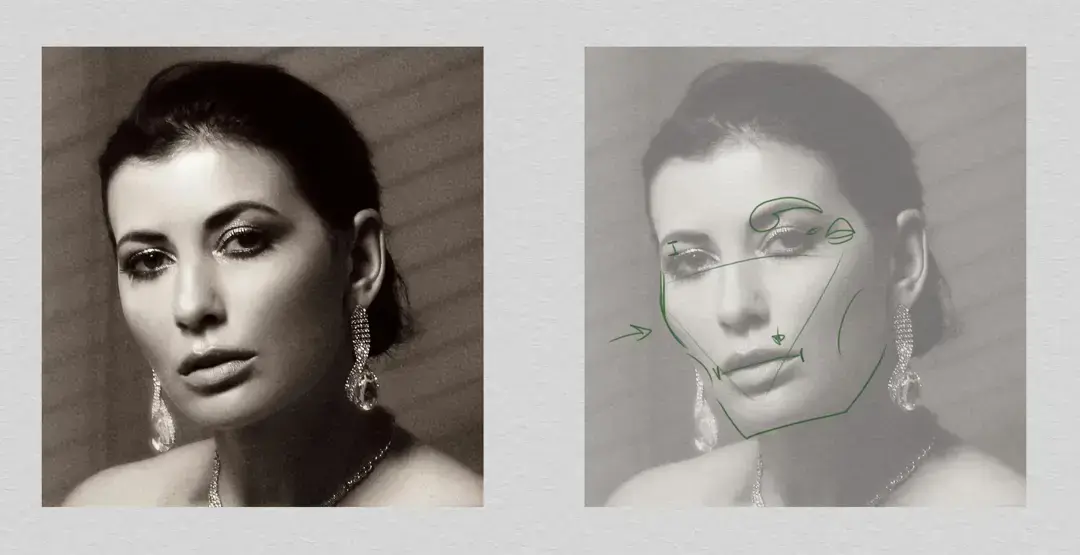 spot the details of the model before drawing a caricature from a photo
