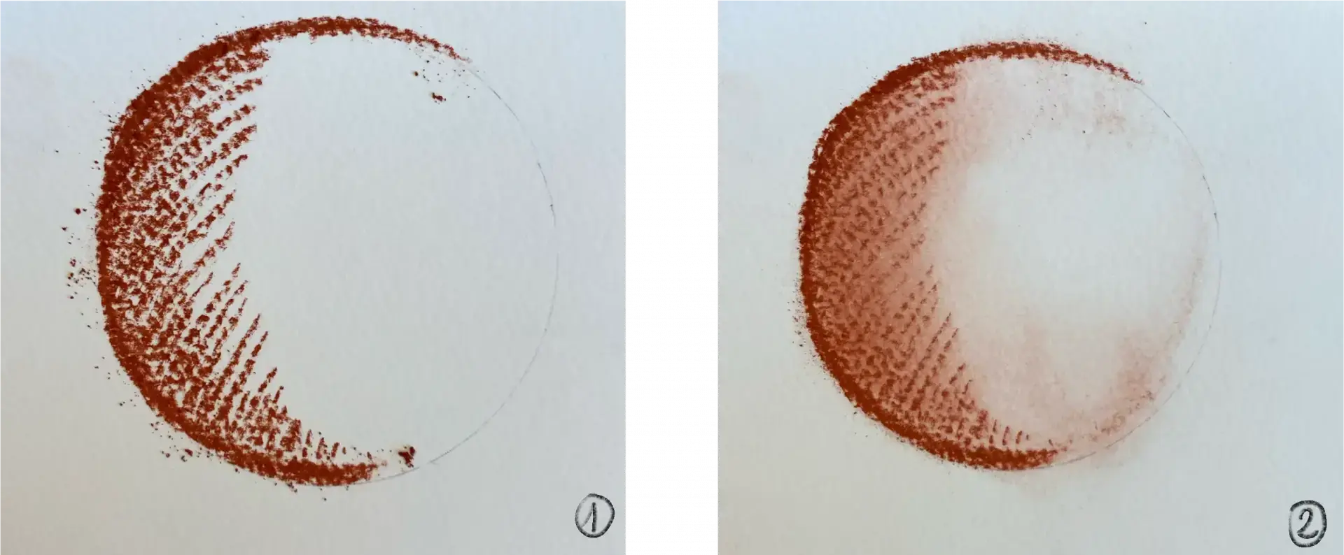 draw the base of a sphere in red chalk