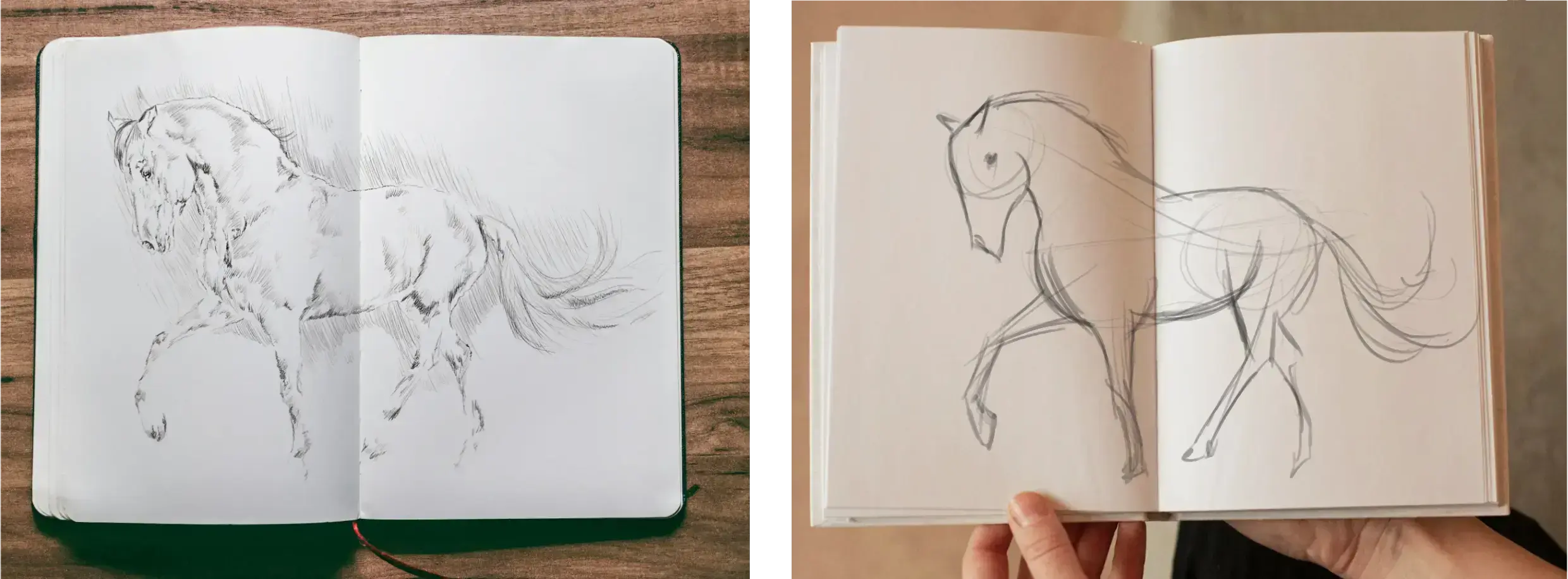 sketchbook with drawings from life