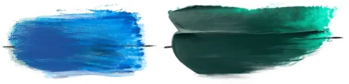 illustration of the difference in opacity between acrylic and oil