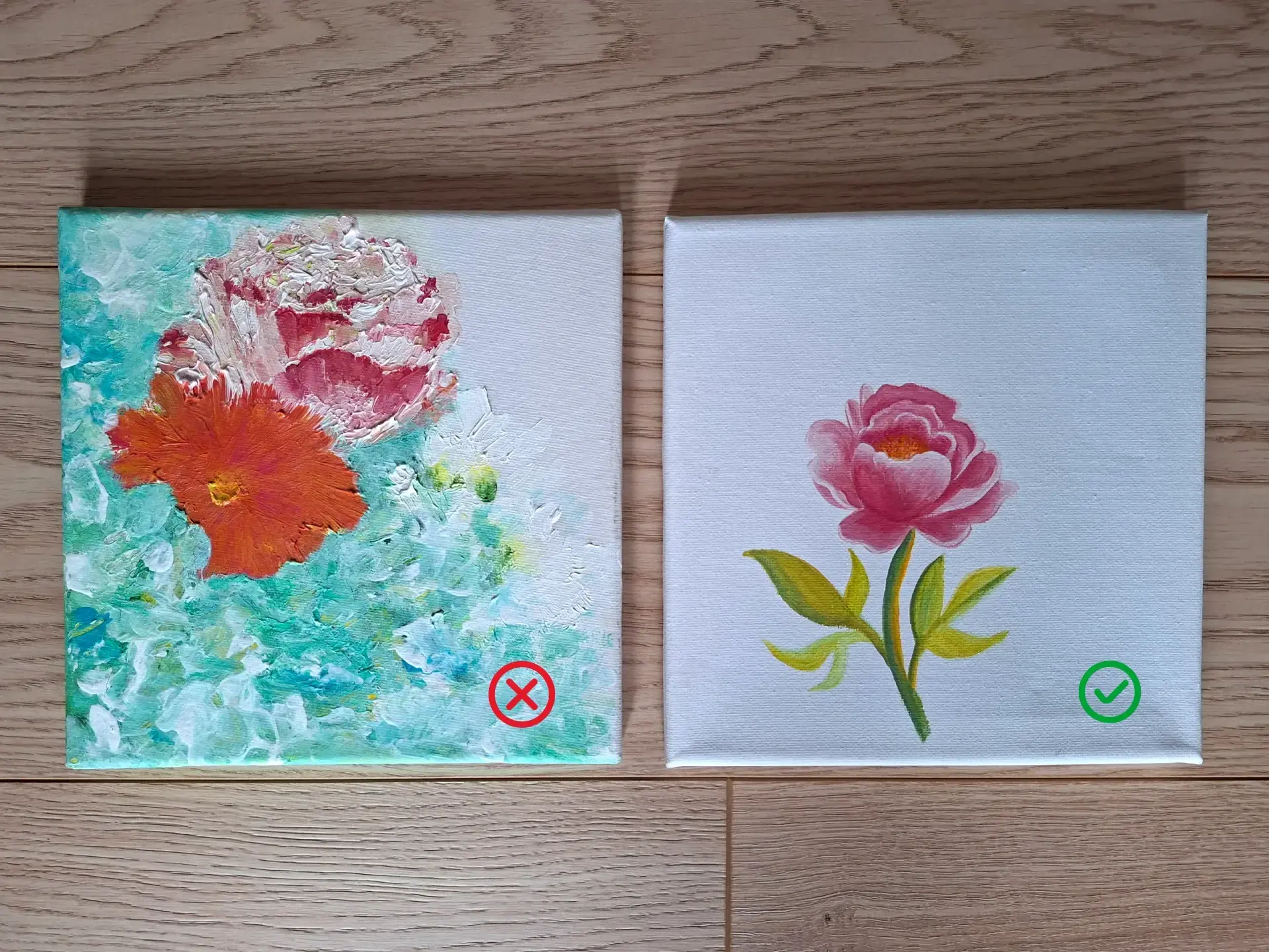 evitar retocar demasiado un área cuando se es principiante en pintura