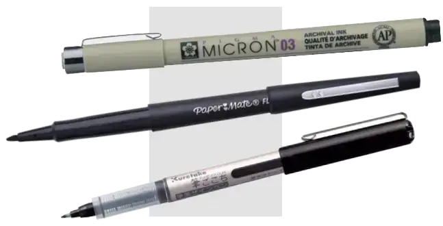 der schwarze Stift für das Anfängerzeichen-Set