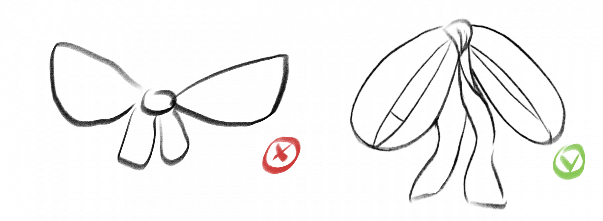 drawing of failed knot vs drawing of successful knot