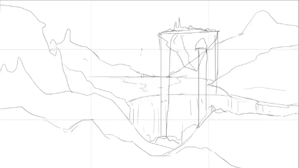 sketch of a fantasy landscape
