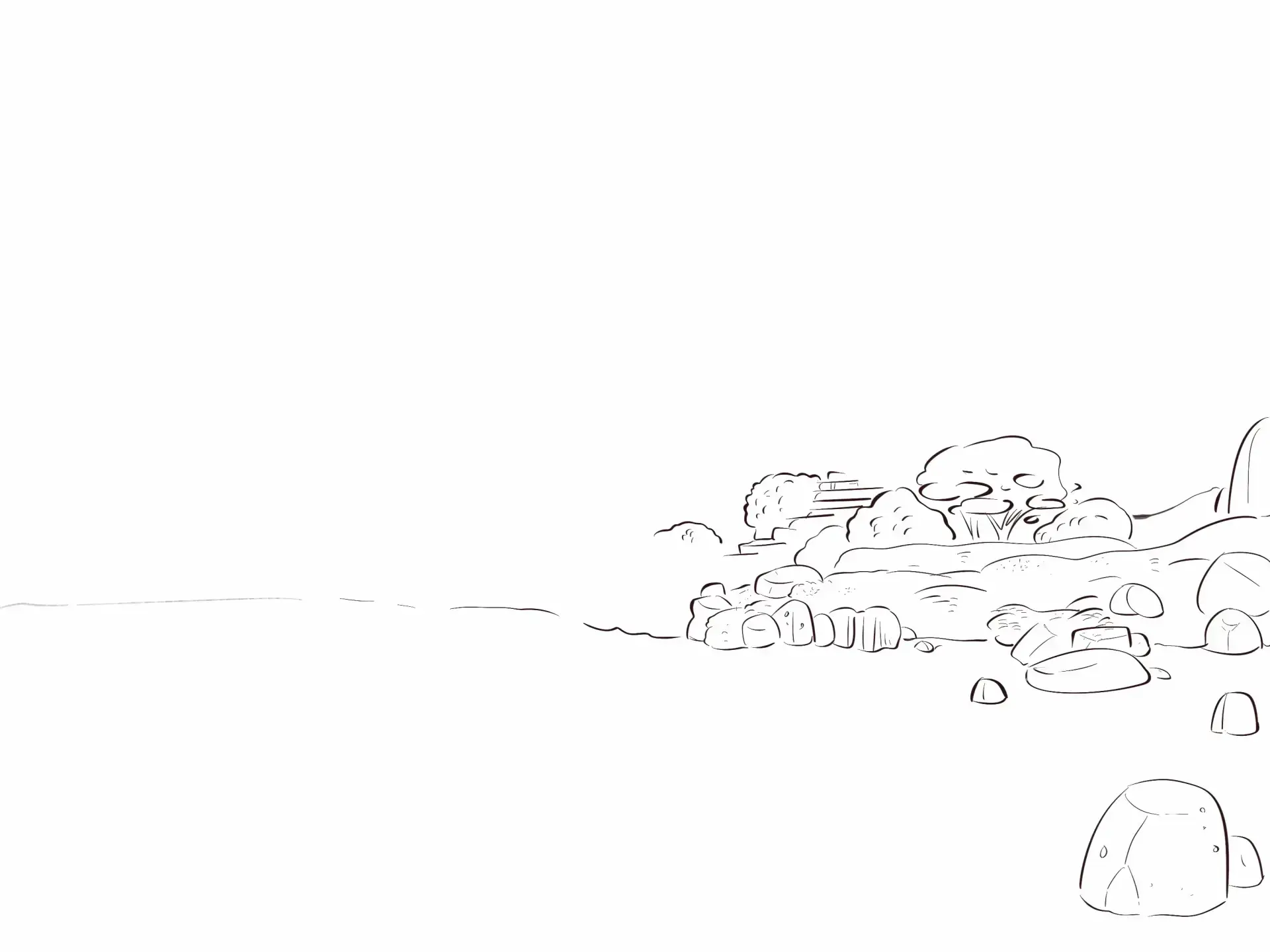 draw the base of a Japanese landscape