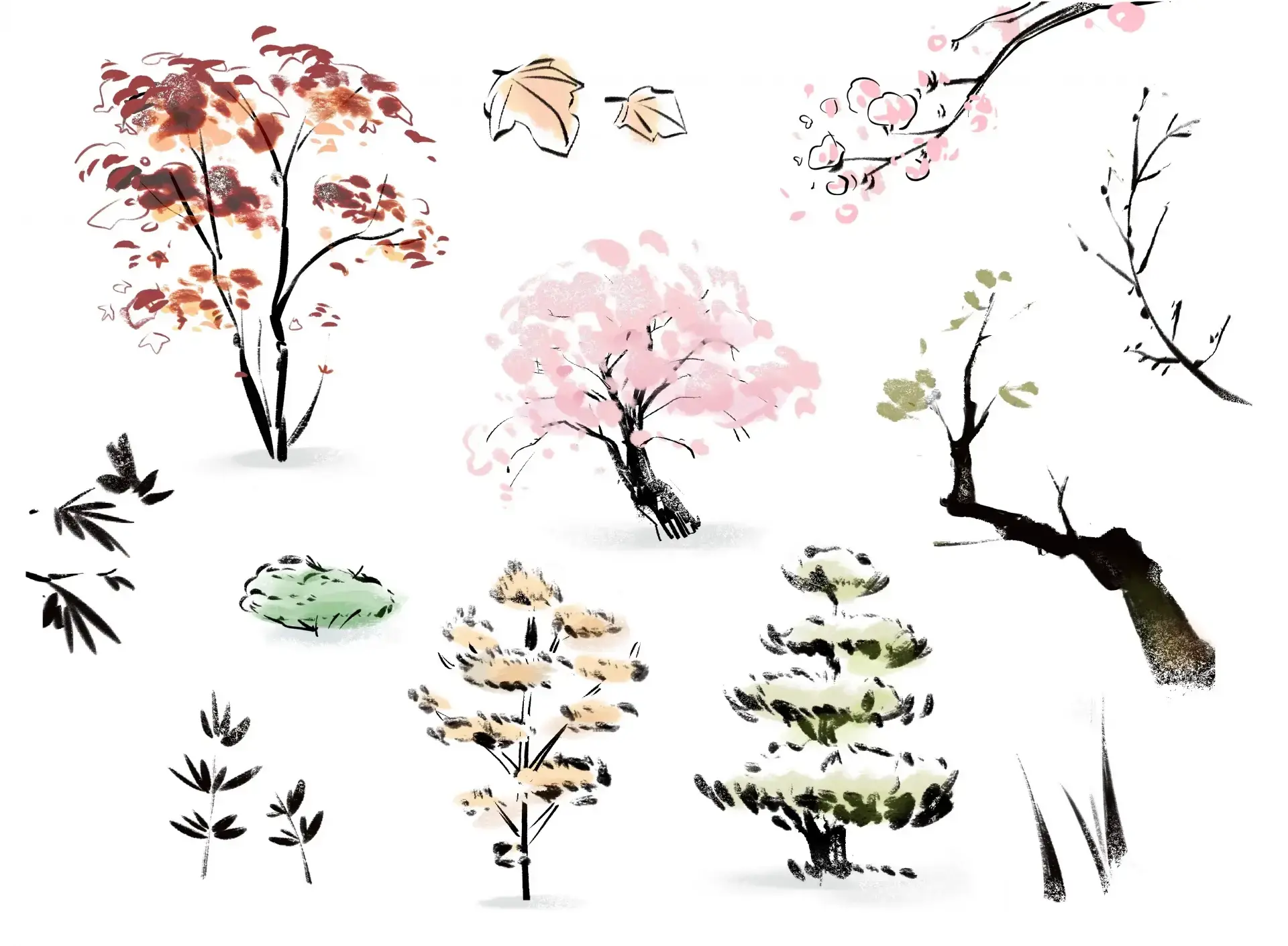 Japanese tree drawings