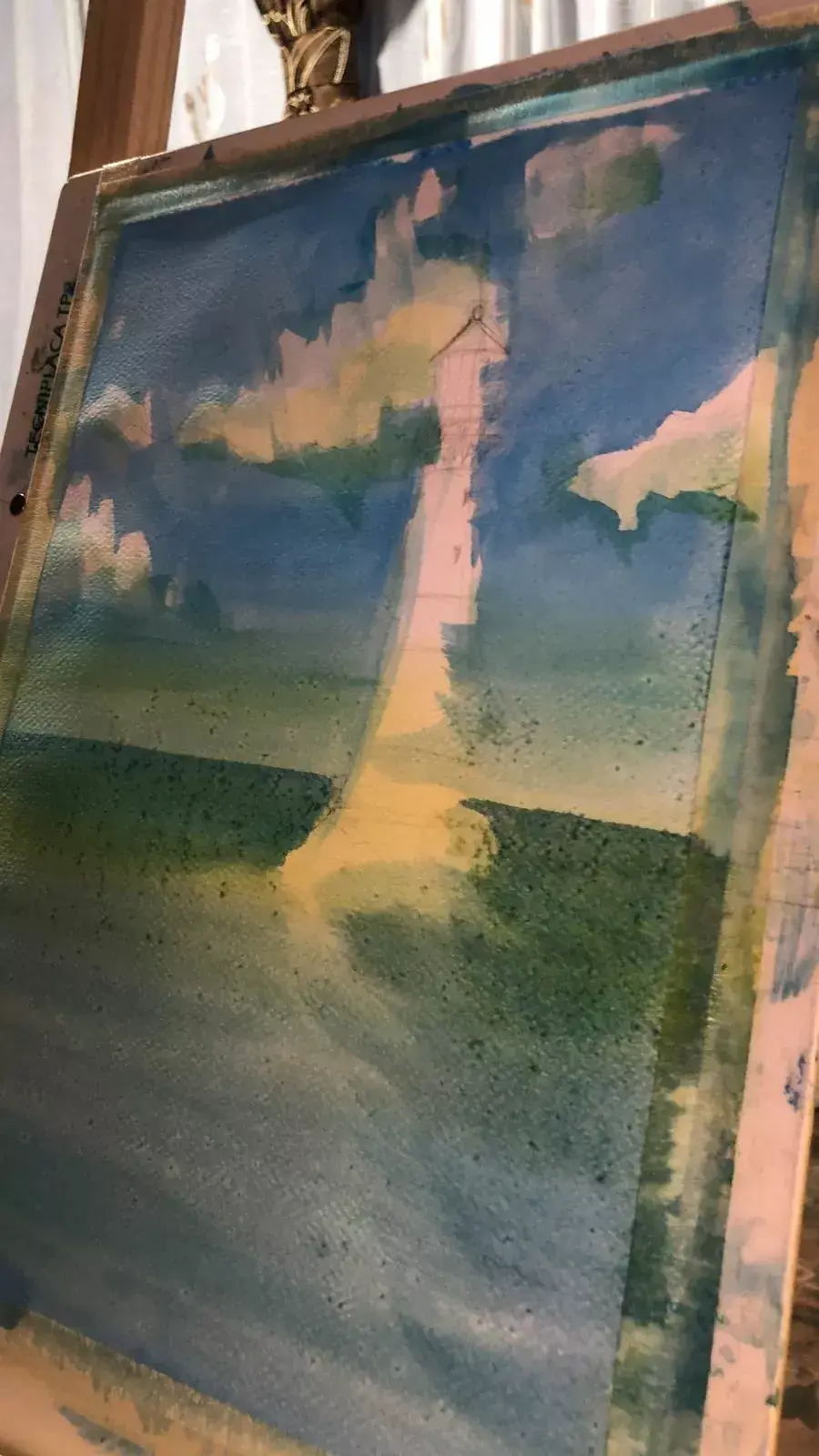 Anwenden der Nass-auf-Trocken-Technik, um eine Meereslandschaft mit Aquarell zu malen