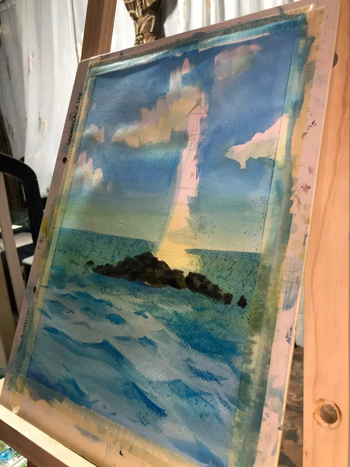 die Wellen einer Meereslandschaft in Aquarell malen