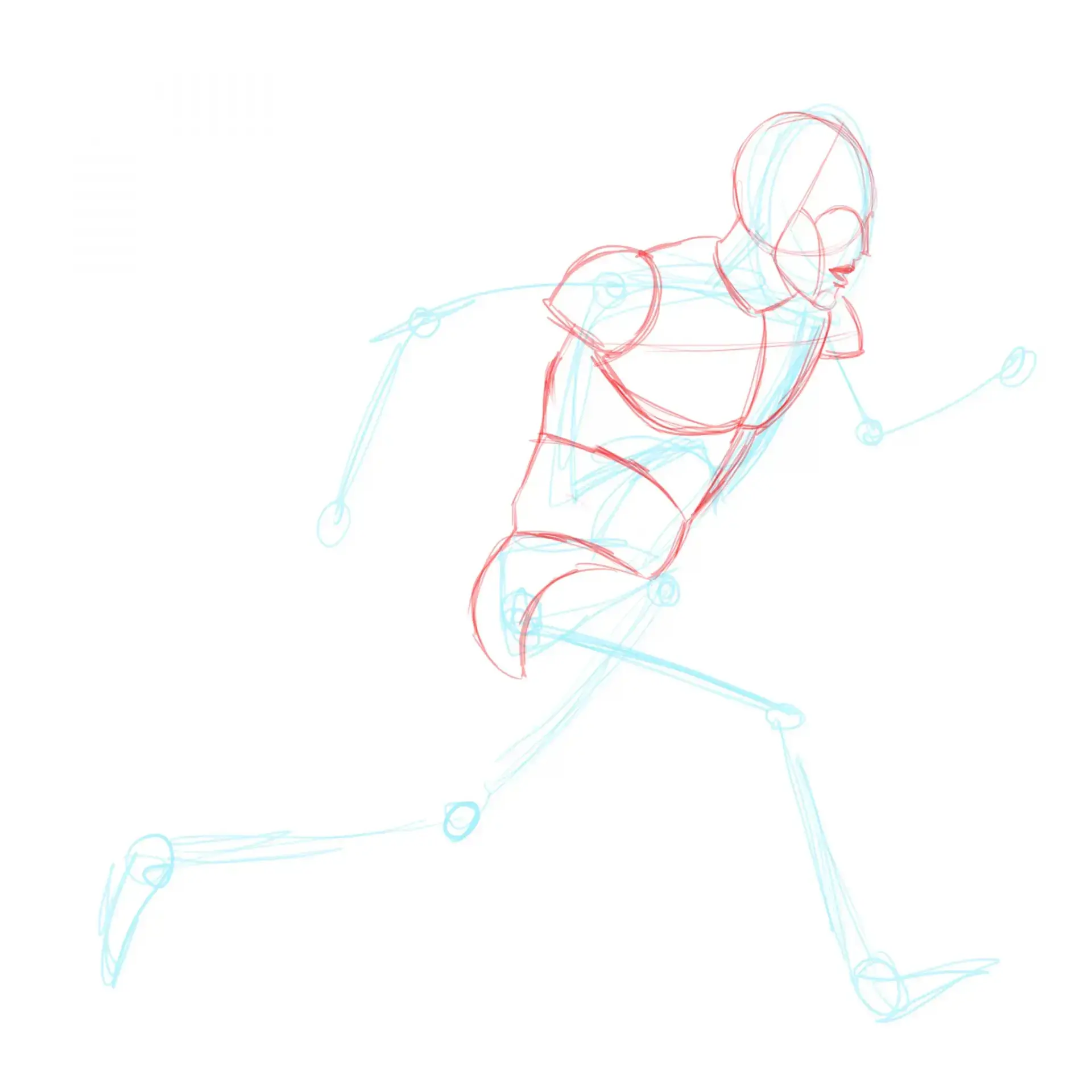 dibujar el busto de una persona que corre