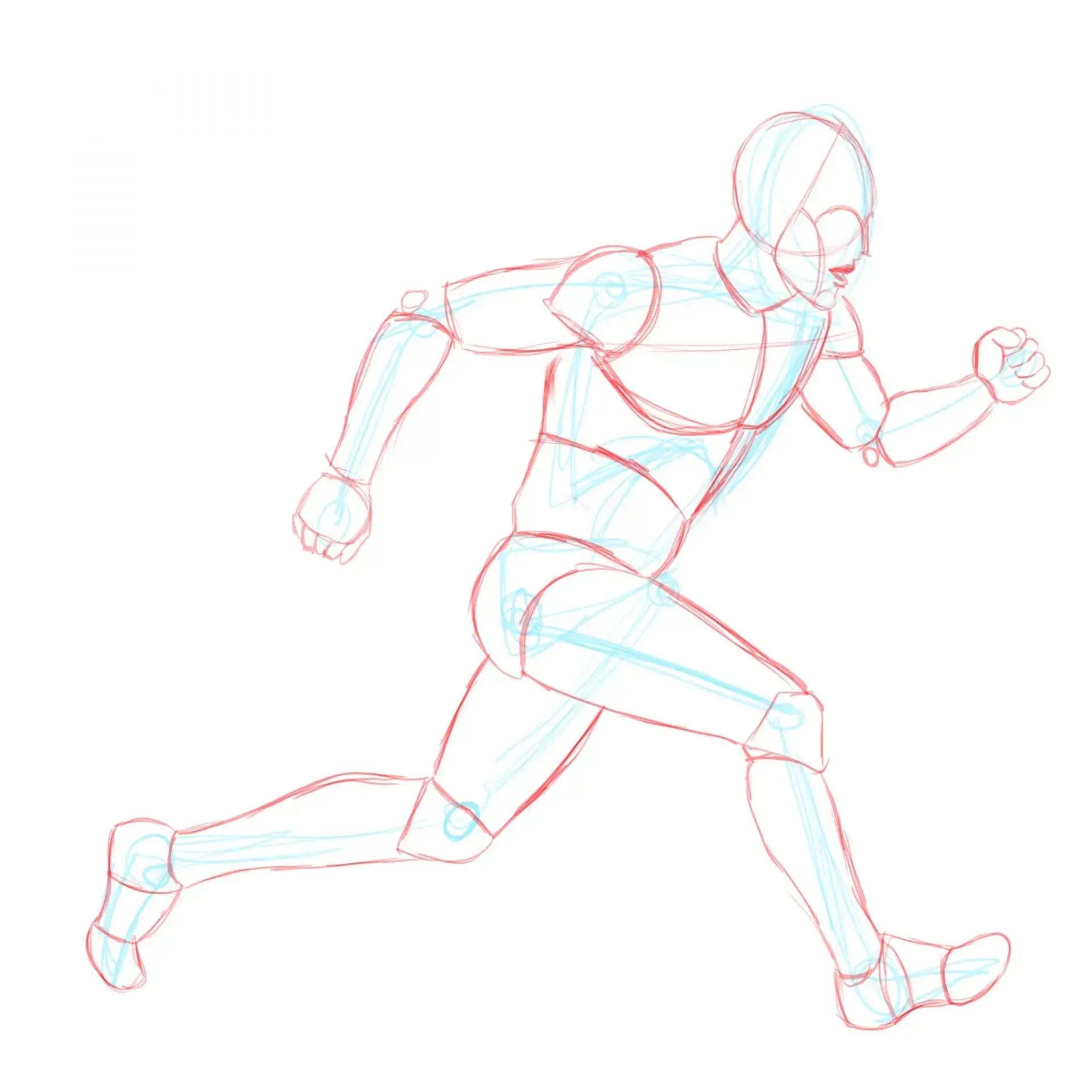 dibujar la estructura de una persona corriendo