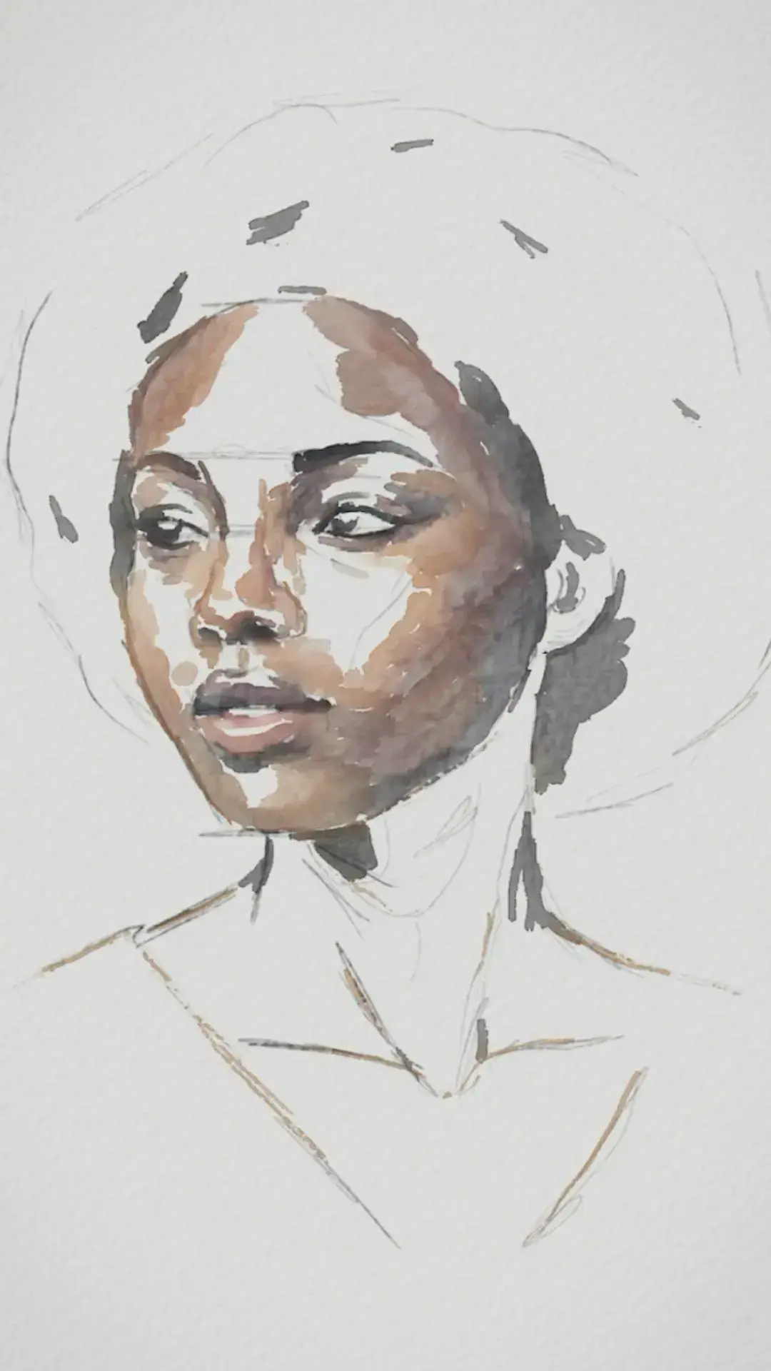 añadir volumen a un retrato en acuarela