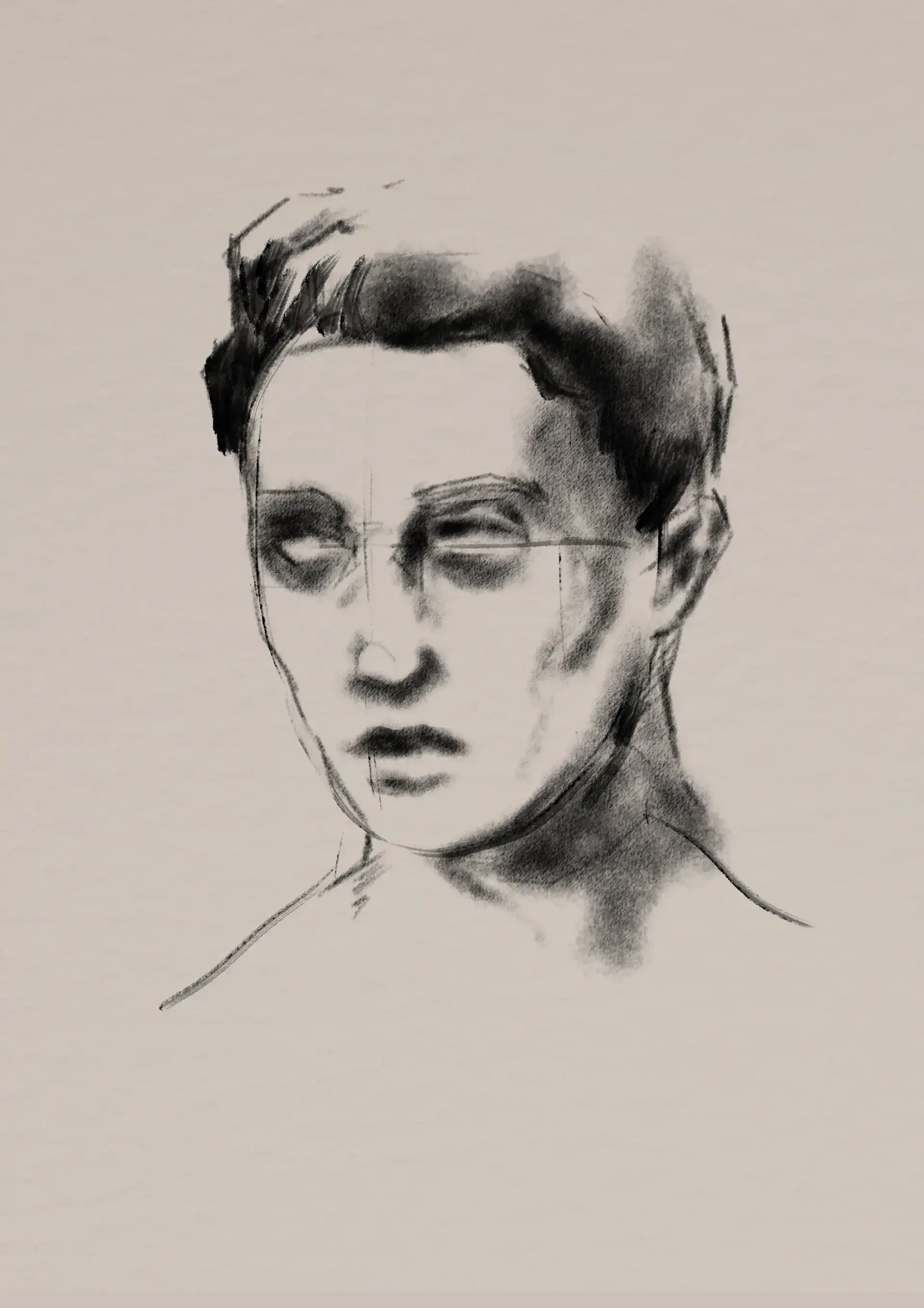 charcoal portrait with added shadows