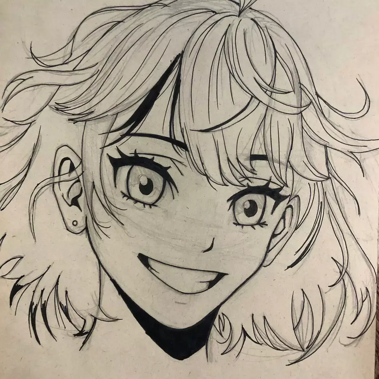 Erstellen Sie die Tinte eines Manga-Porträtzeichnens