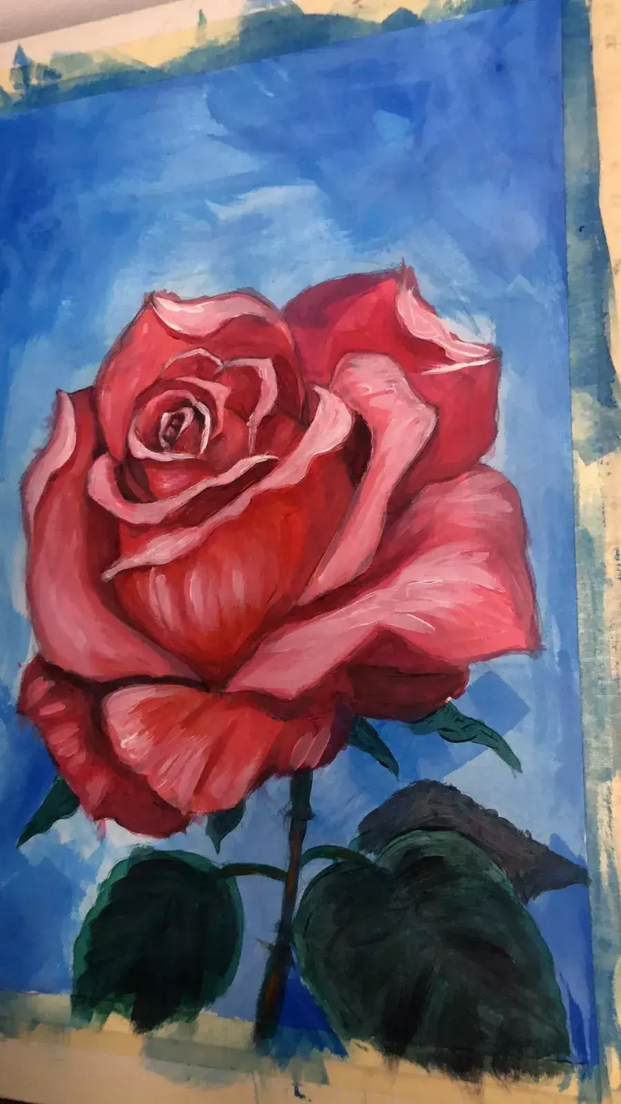 Rosenblätter mit Acryl malen