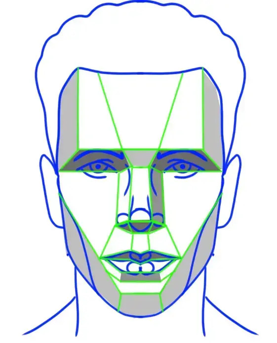 dibujo de los volúmenes de un rostro