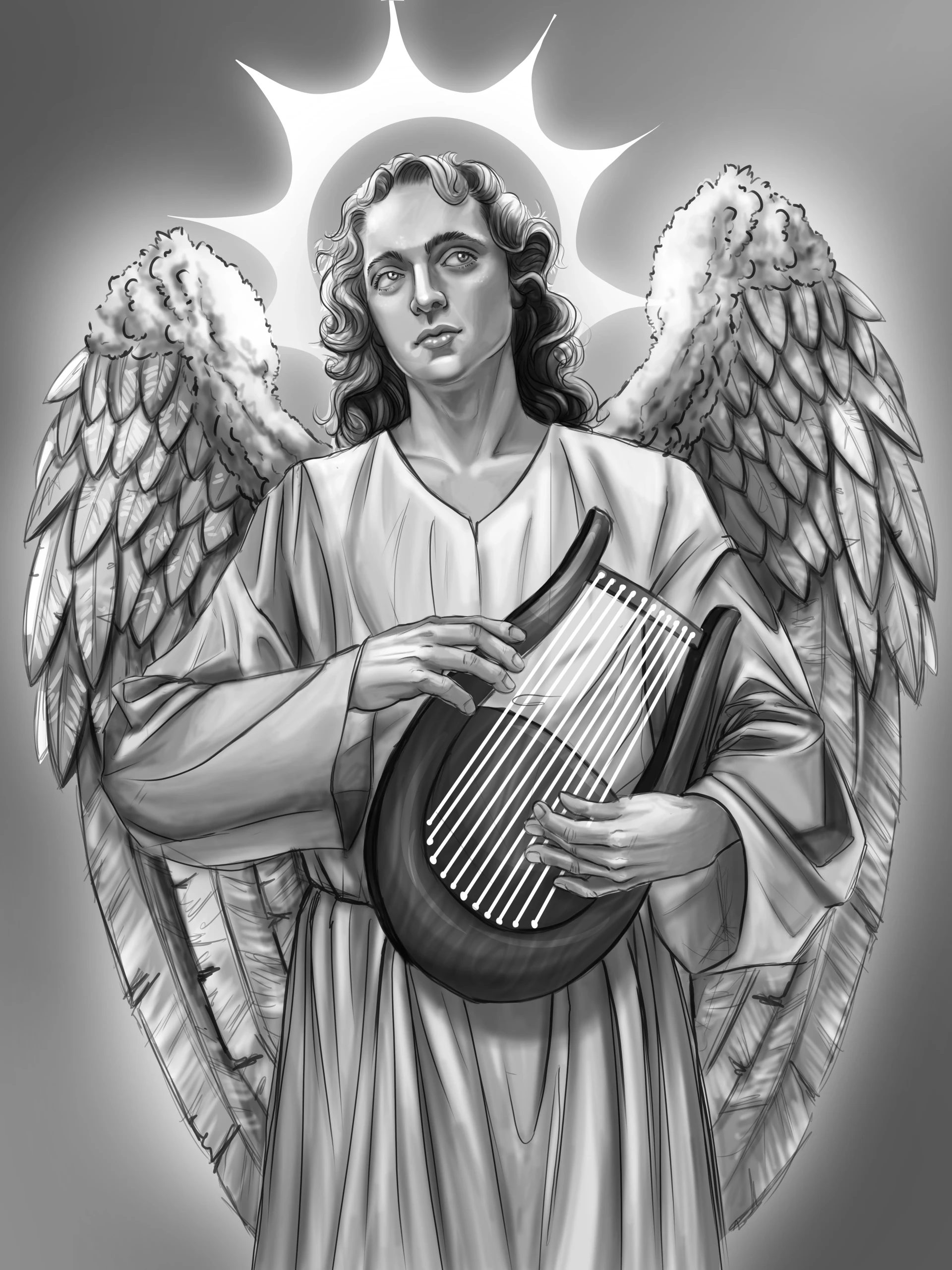 dessiner l’ombrage de la tunique d’un ange