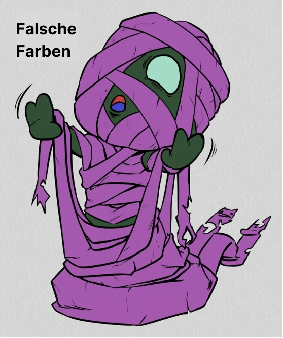 Beispiel einer Zeichnung mit Flächen in falschen Farben