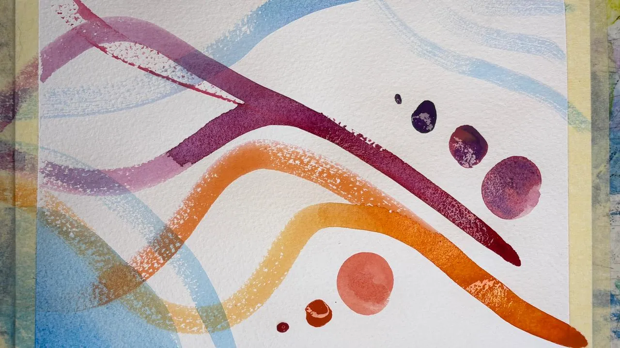 eine Aquarelllasur auf ein abstraktes Gemälde auftragen