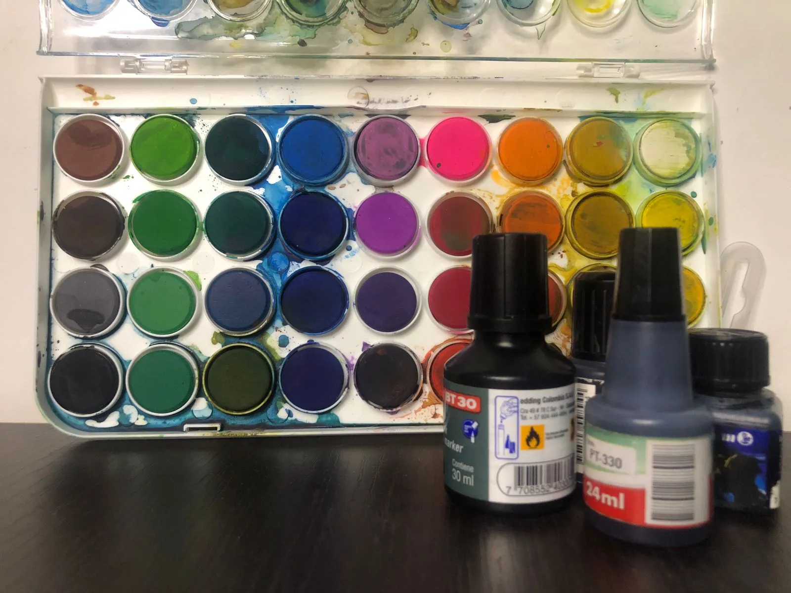 le matériel pour peindre à l’aquarelle et l’encre de chine