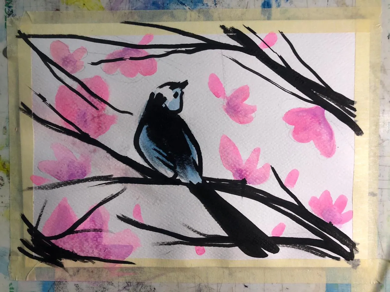 peindre un oiseau à l’encre de chine