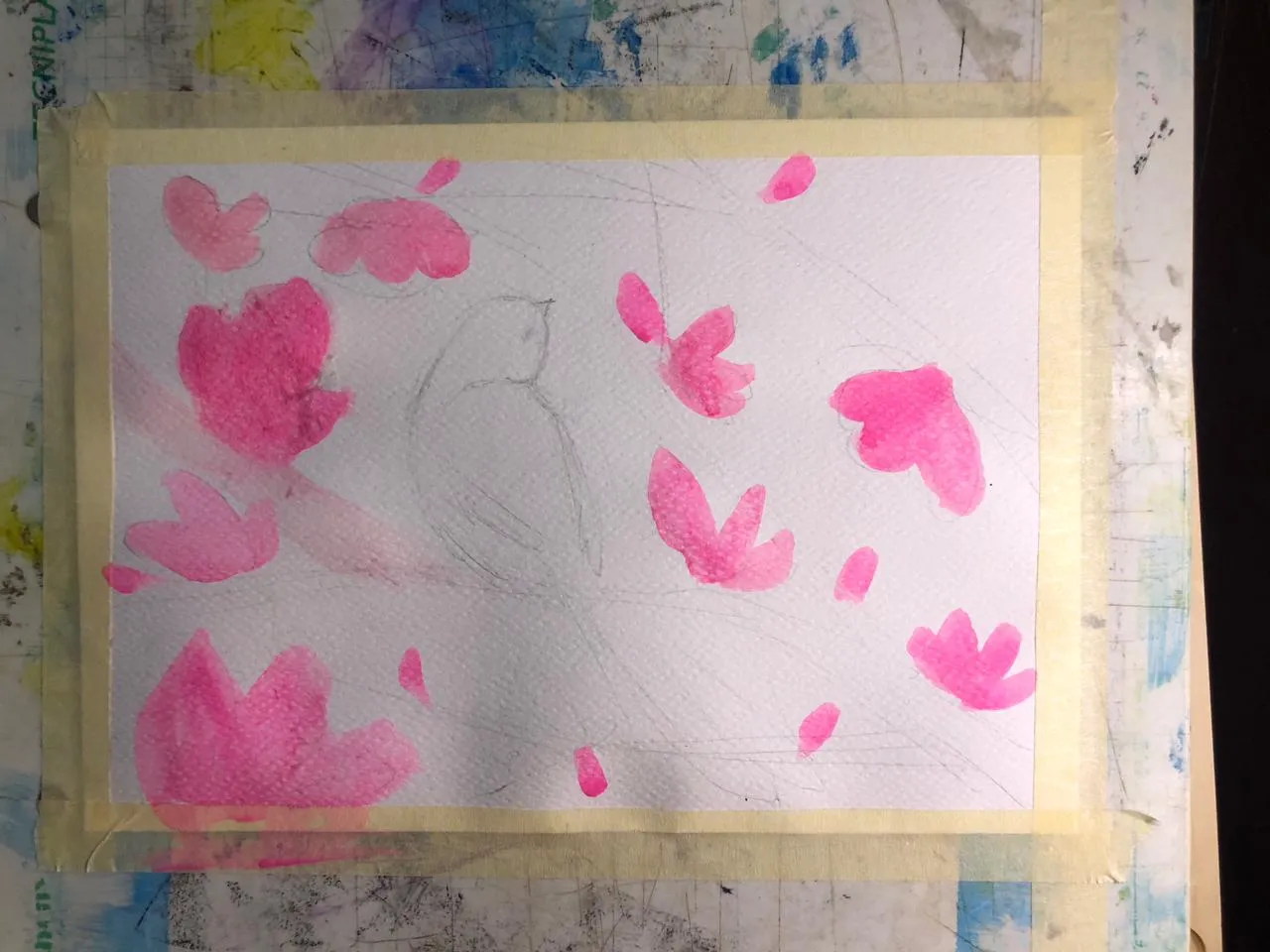 peindre des pétales à l’aquarelle