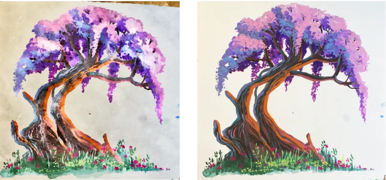 la différence de rendu entre l’aquarelle et la gouache