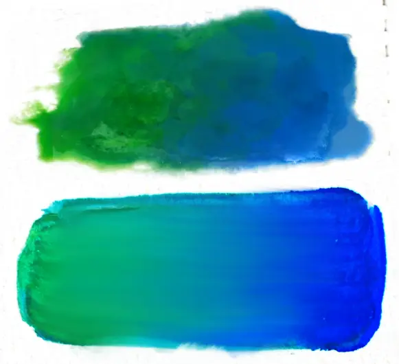 la différence de teintes de couleurs entre l’aquarelle et la gouache