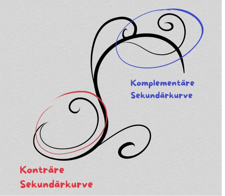 Zeichnung des Kurvensatzes einer Arabeske