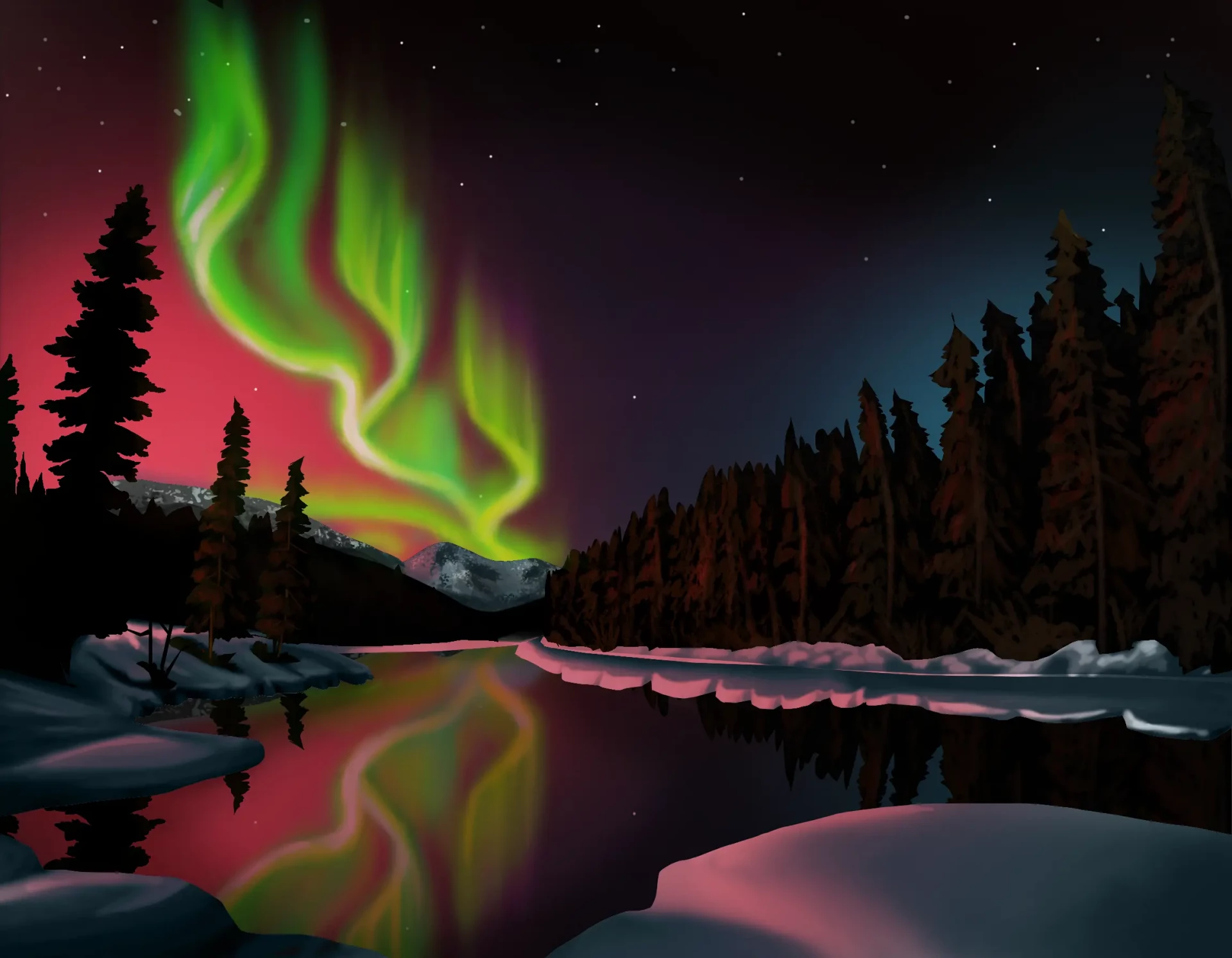 Dibujar una aurora boreal