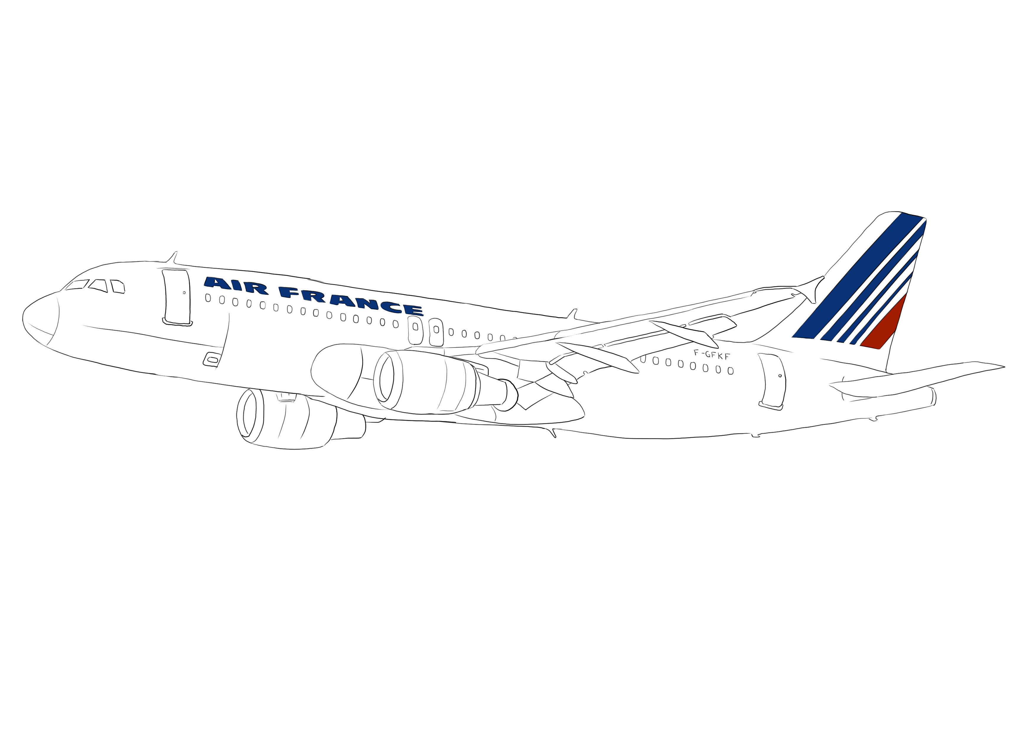 Coloriser le bleu et le rouge sur le logo et rayures de l’avion