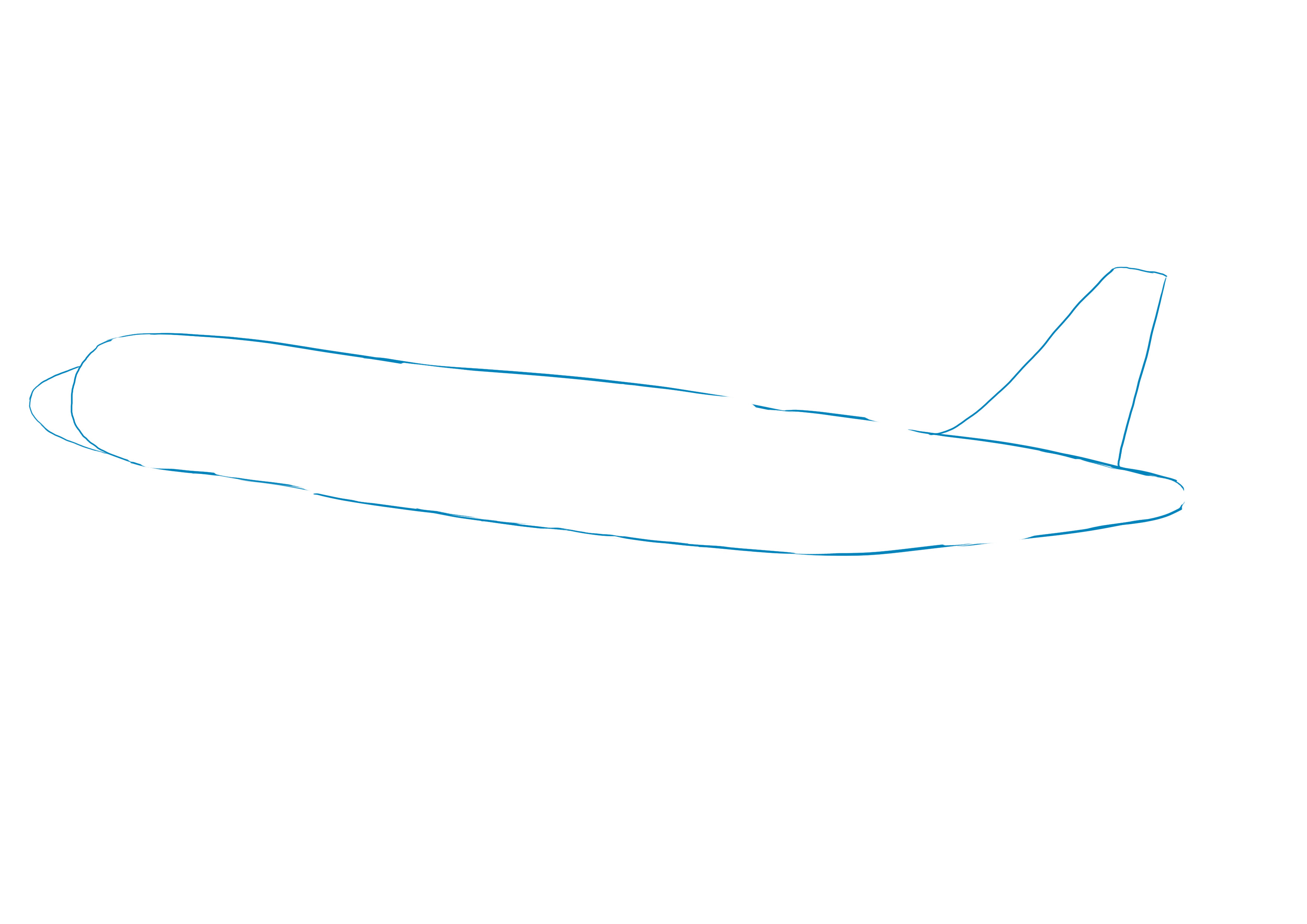 croquis du nez et de la Gouverne de direction d’un avion à l’aide d’un triangle