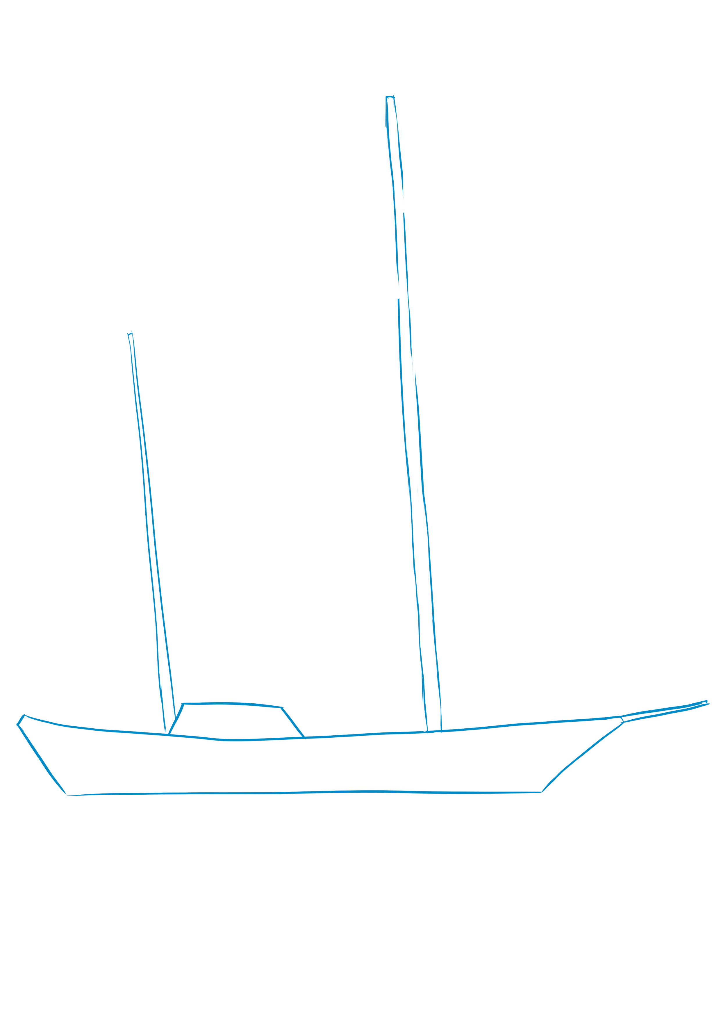 dessiner le croquis de la cabine et du mat du bateau
