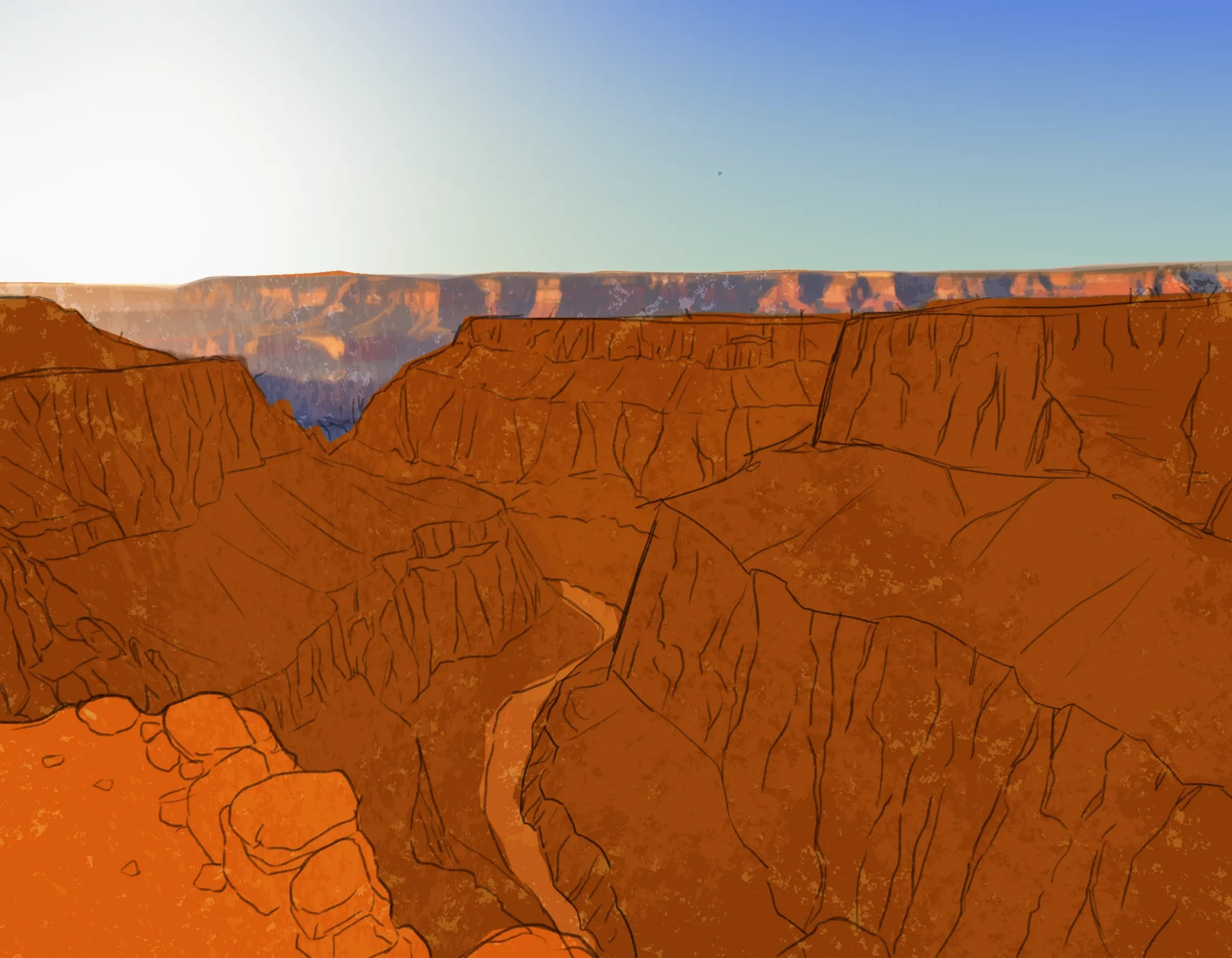 dessiner la lumière d’un canyon