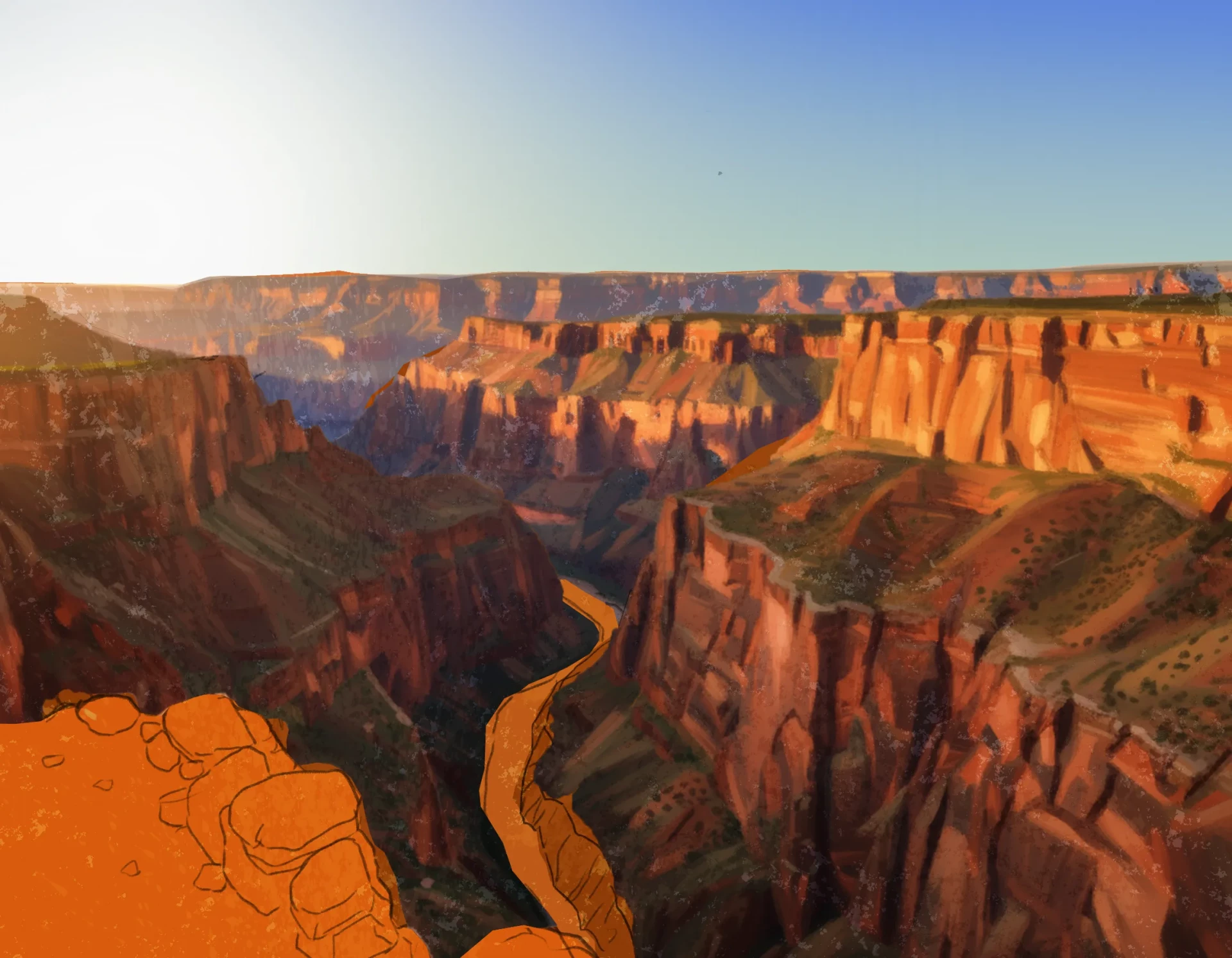 dessiner la luminosité d’un canyon