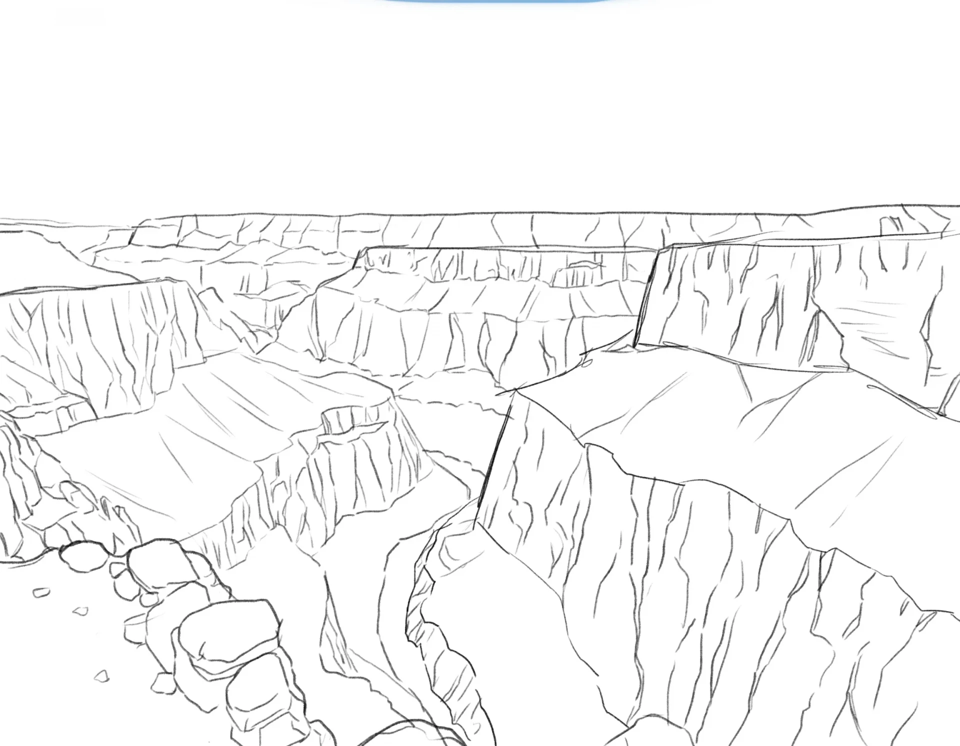 dessiner les parois rocheuses d’un canyon
