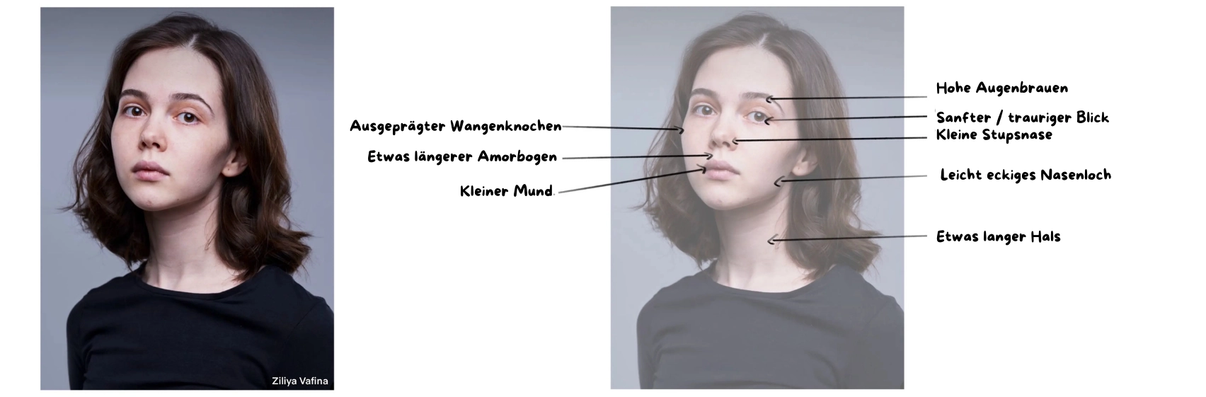 Beispiel zum Zeichnen der Karikatur eines jungen Mädchens