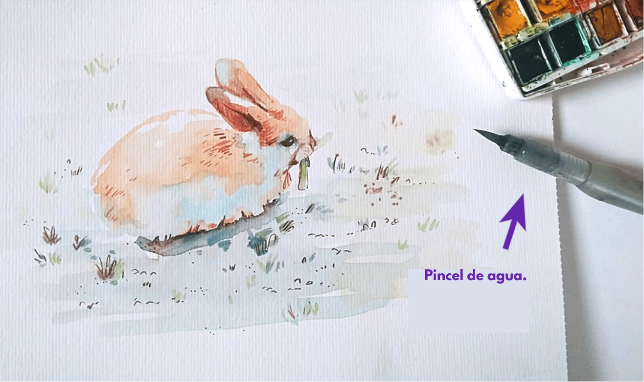 dibujar con pincel en cuaderno de bocetos