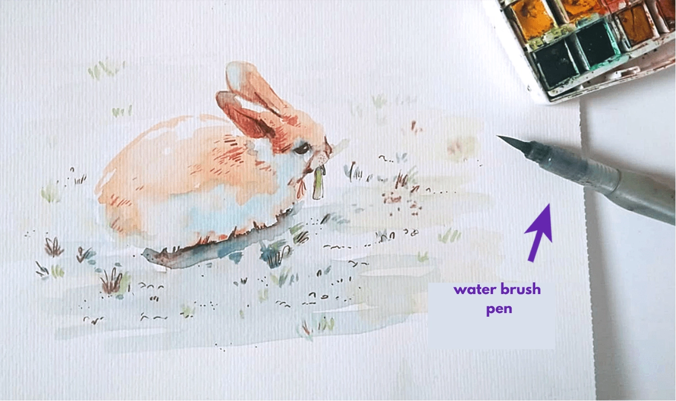 image showing a drawing with a brush in a sketchbook