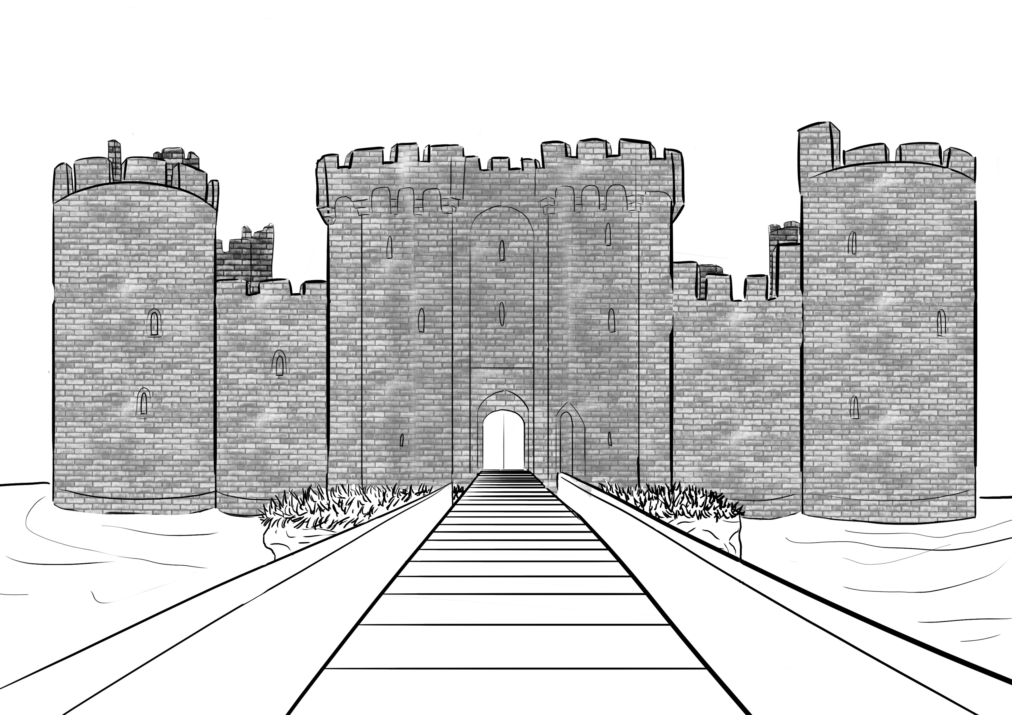 dessiner des briques pour le château fort