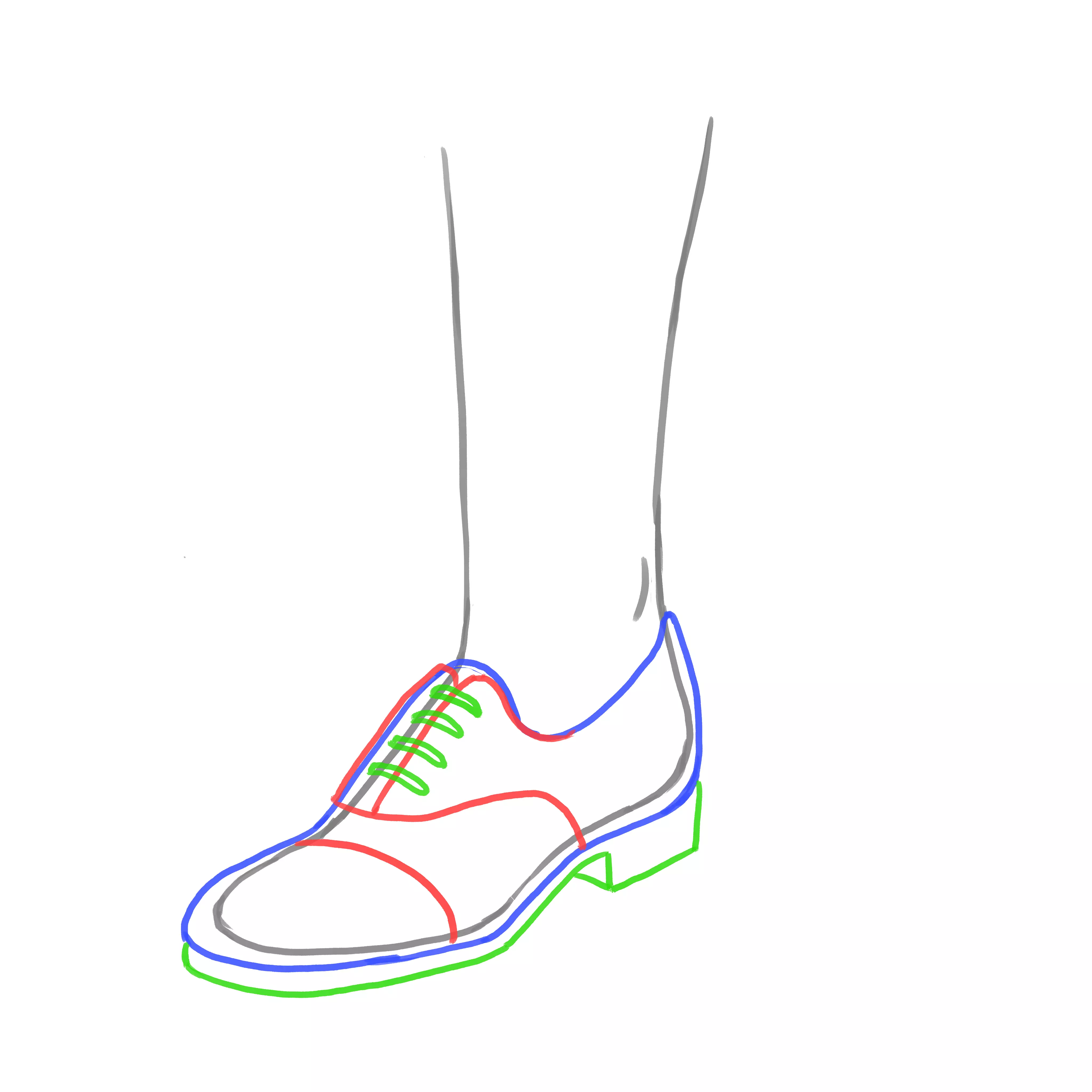 dessin des lacets et de la semelle d’une chaussure