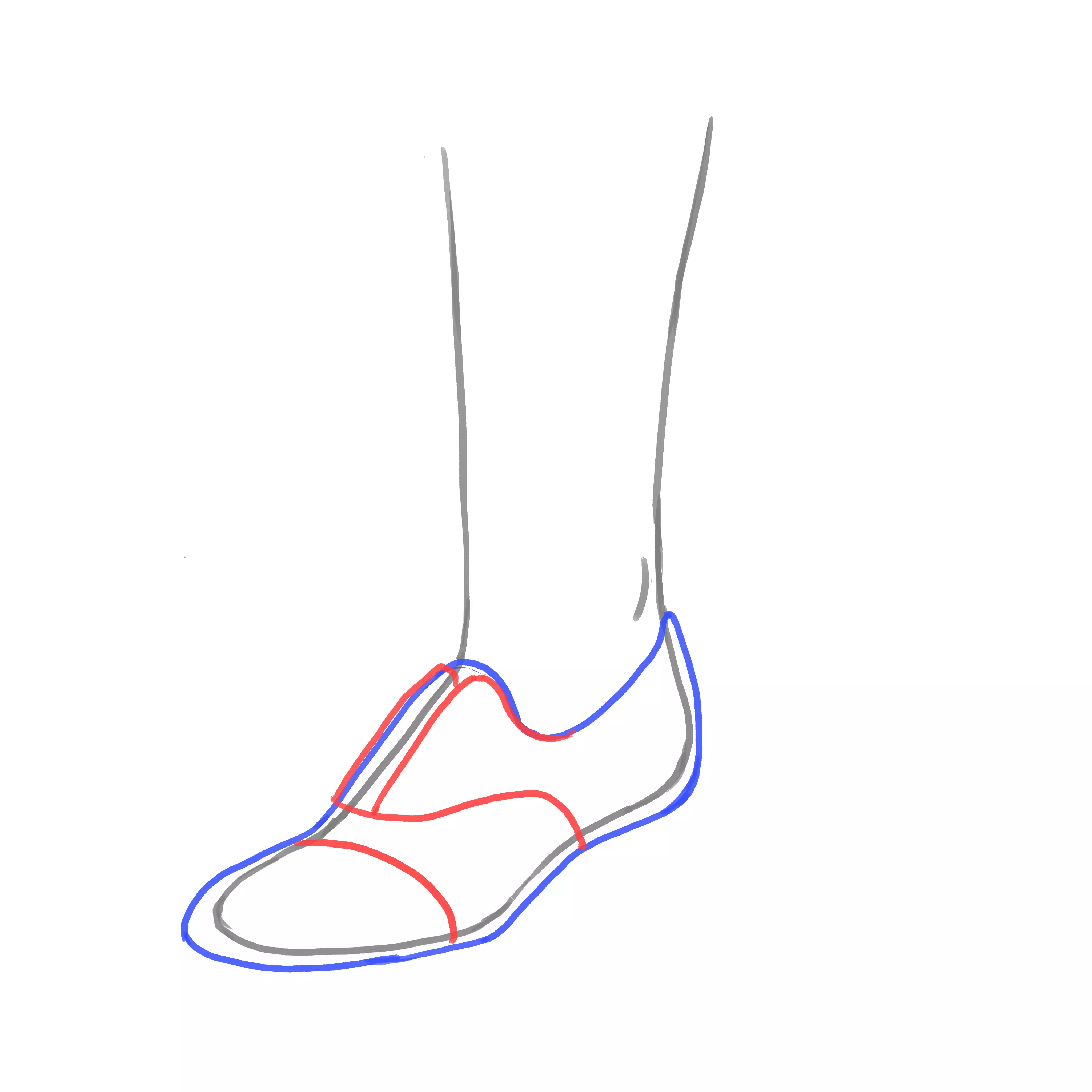 dessin de la découpe de tissu d’une chaussure