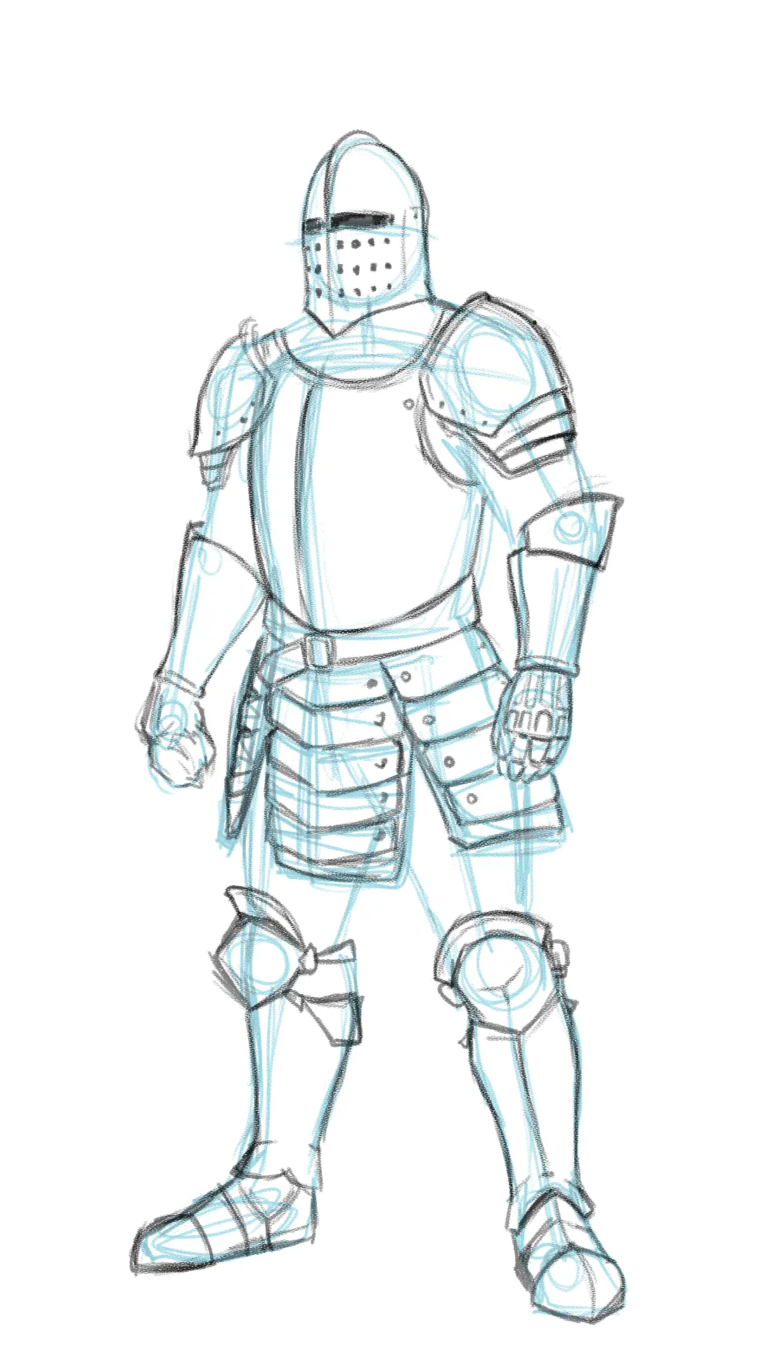 dessiner les genouillères d’un chevalier