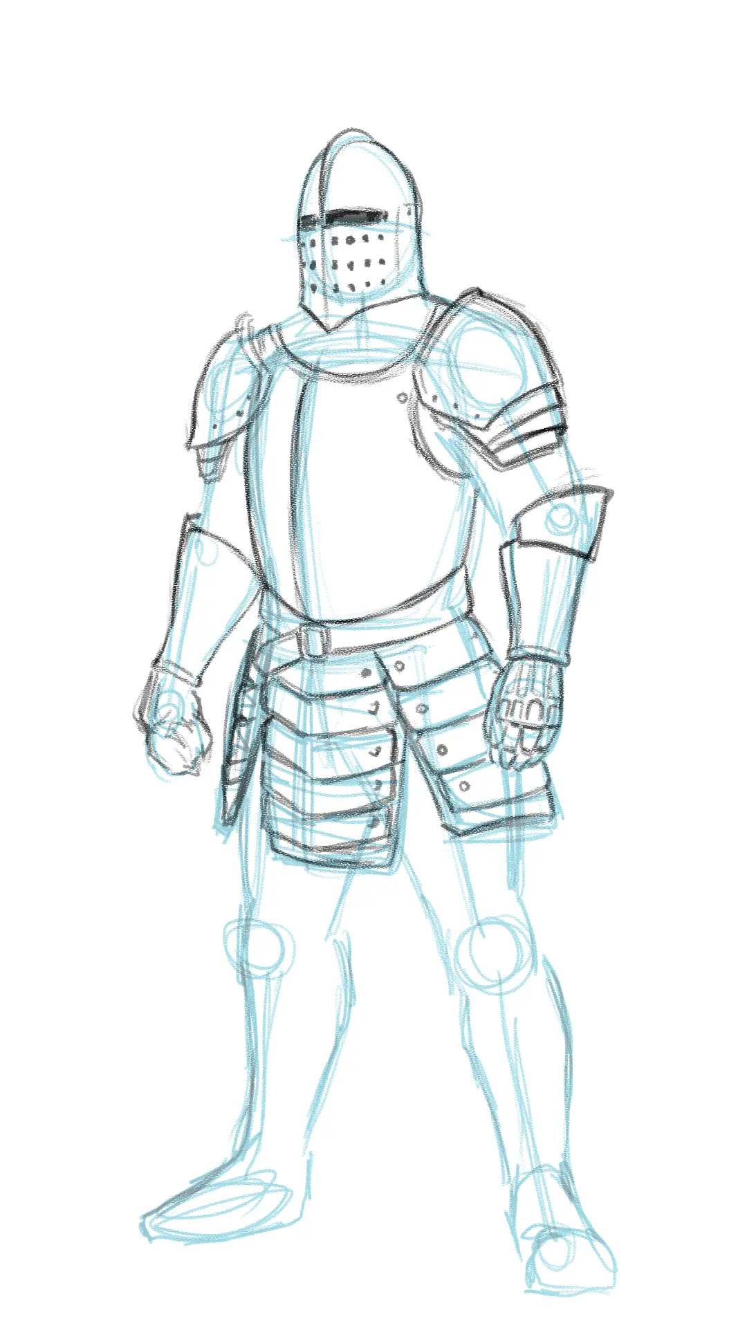 dessiner la jupe de l’armure d’un chevalier