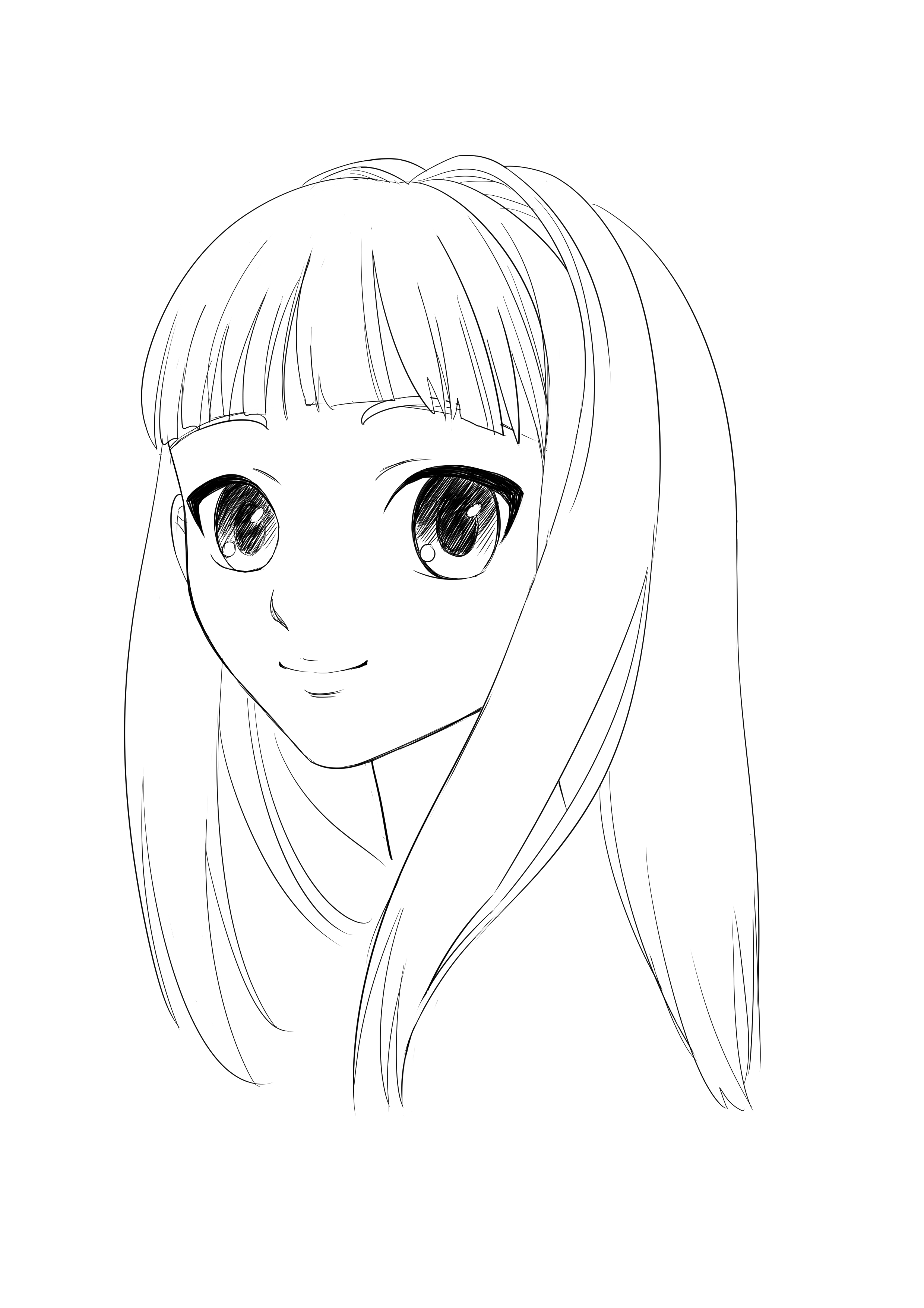 dessiner des cheveux de fille manga longs et raides